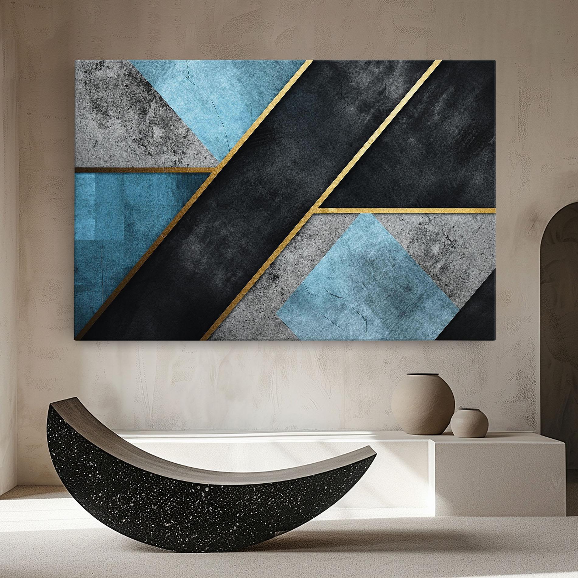 Tablou Canvas Grey With Blue Painting mockup 8