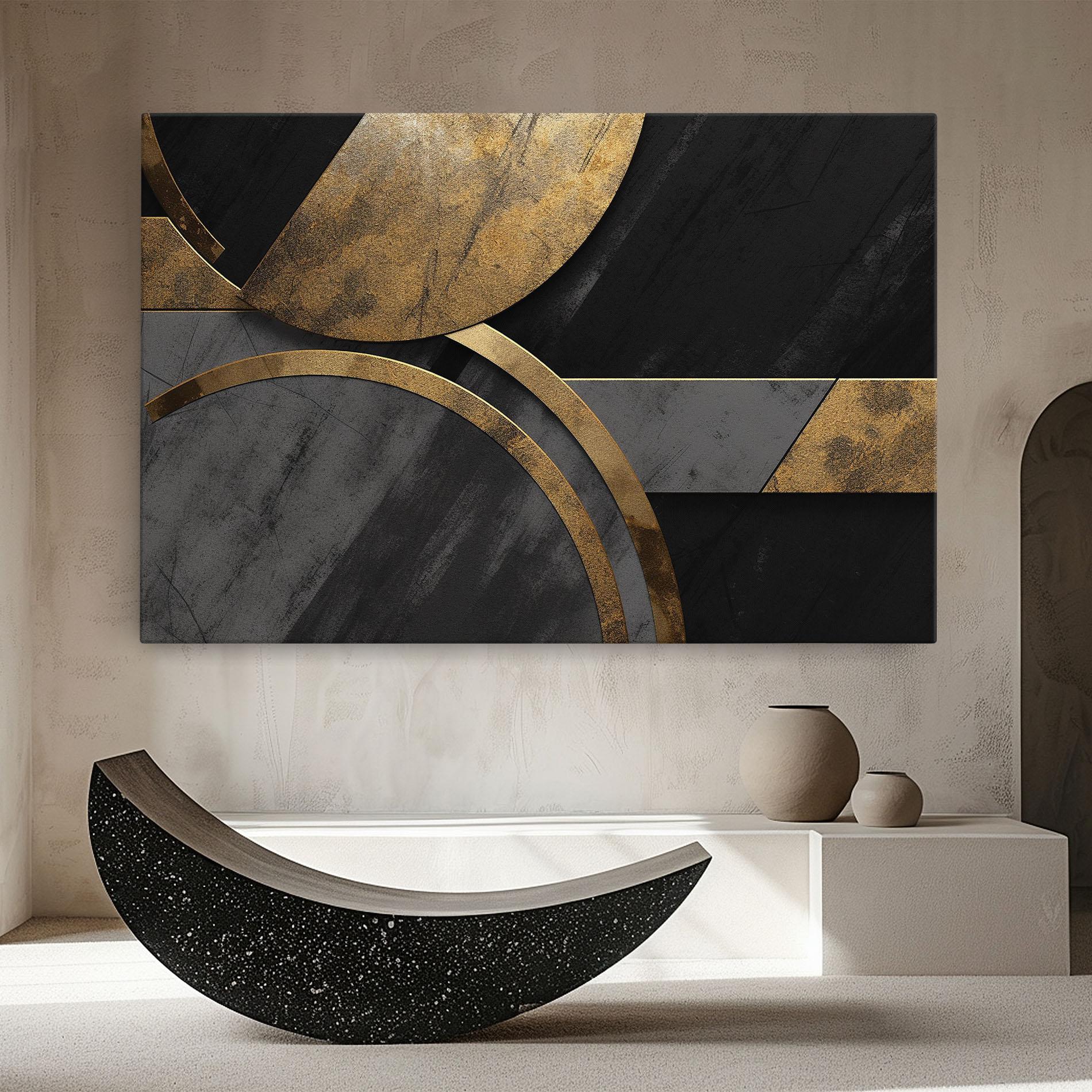 Tablou Canvas Grey With Gold Painting mockup 8