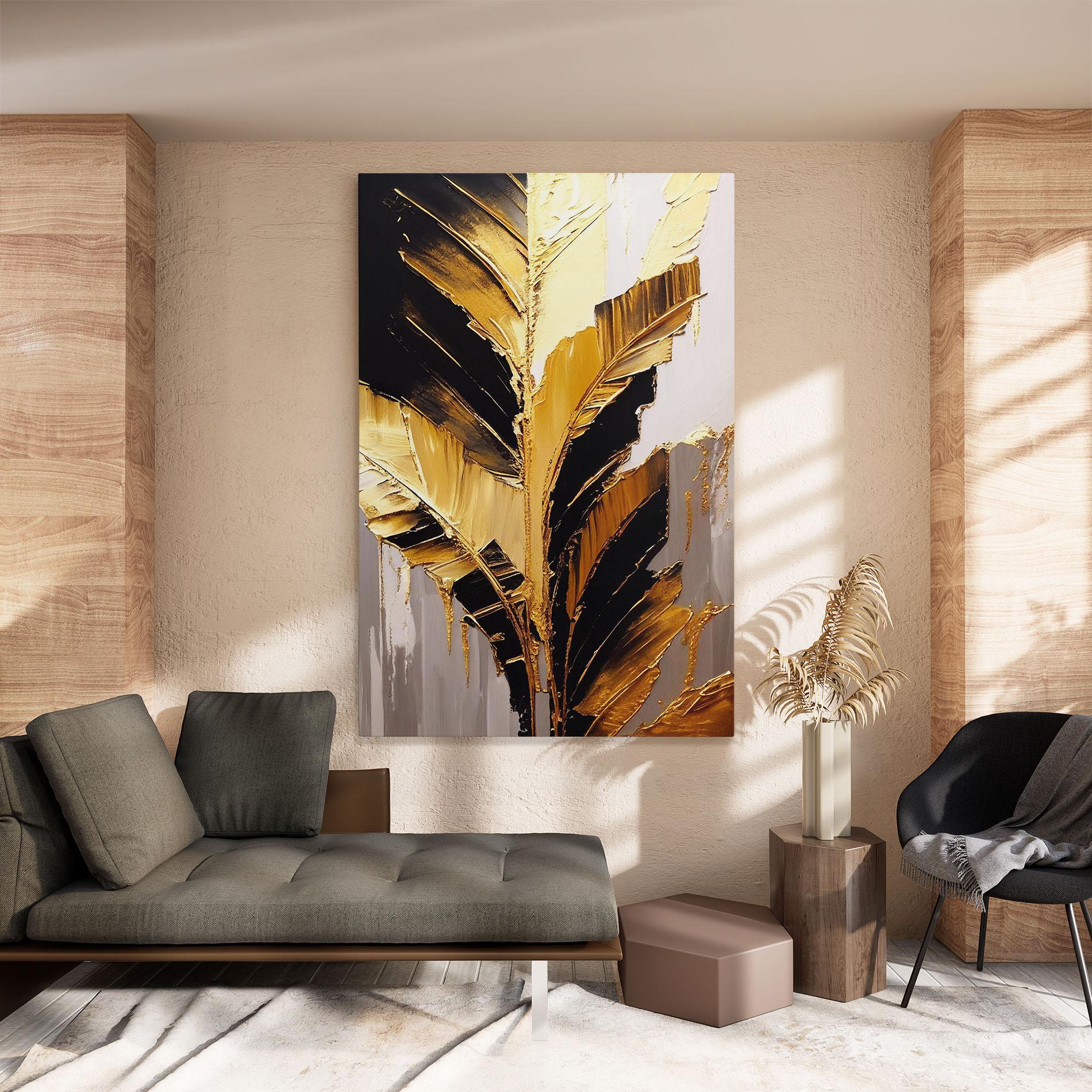 Tablou Canvas Balck With Gold Leafs mockup 8