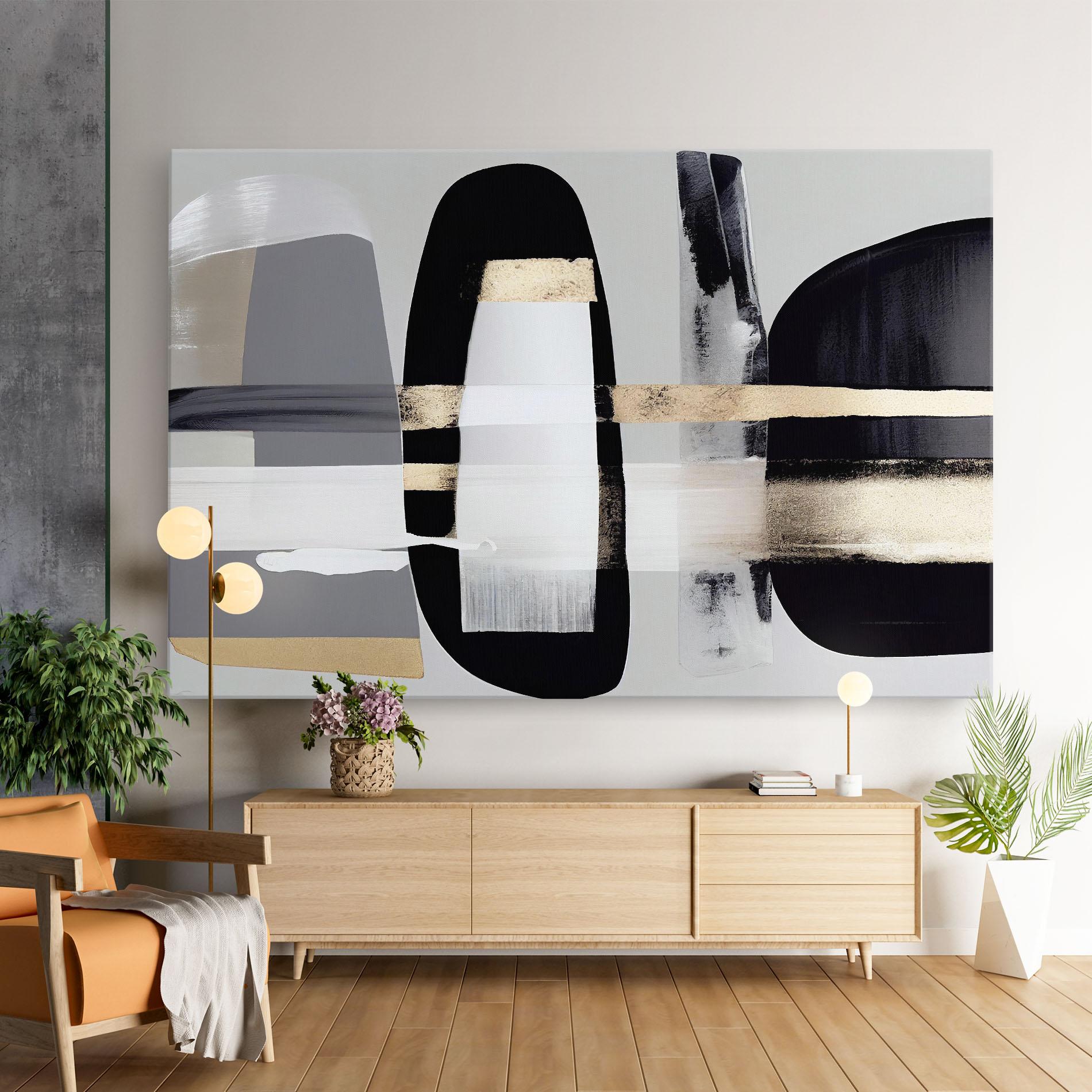 Tablou Canvas Abstract Gold Painting With Black mockup 9