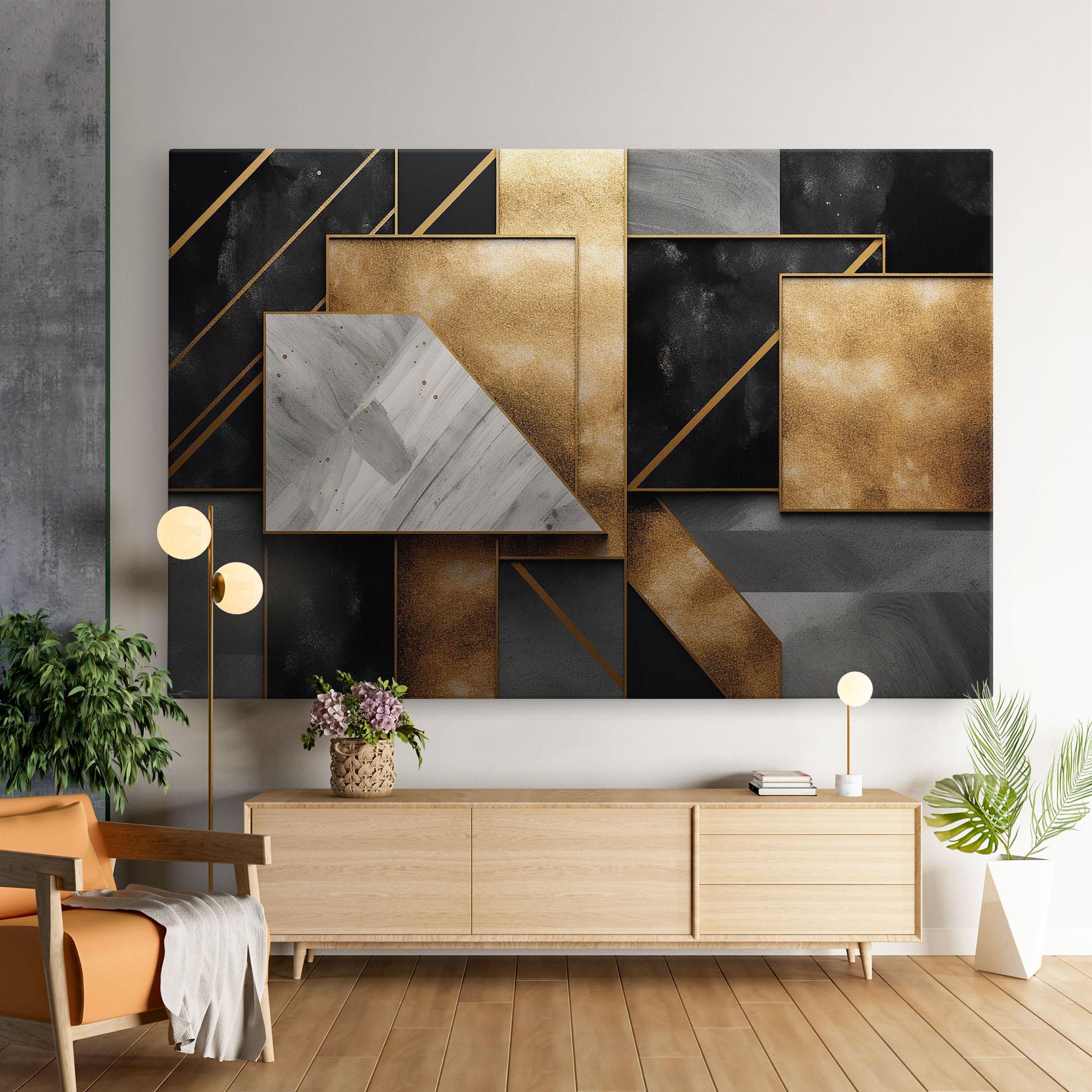 Tablou Canvas Abstract Gold Square mockup 9