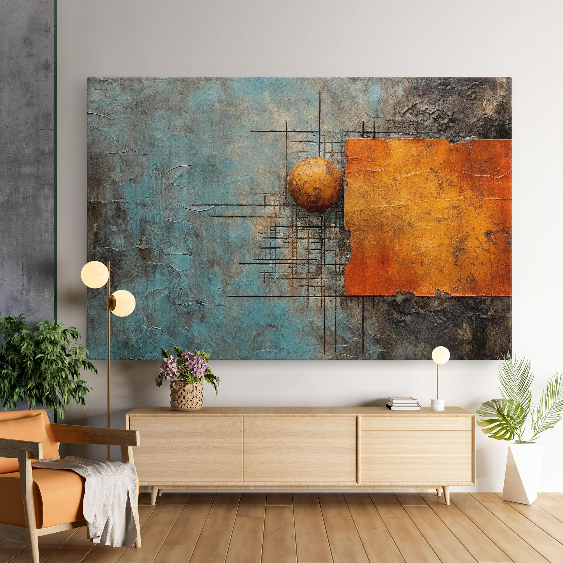 Tablou Canvas Orange Square Painting mockup 9