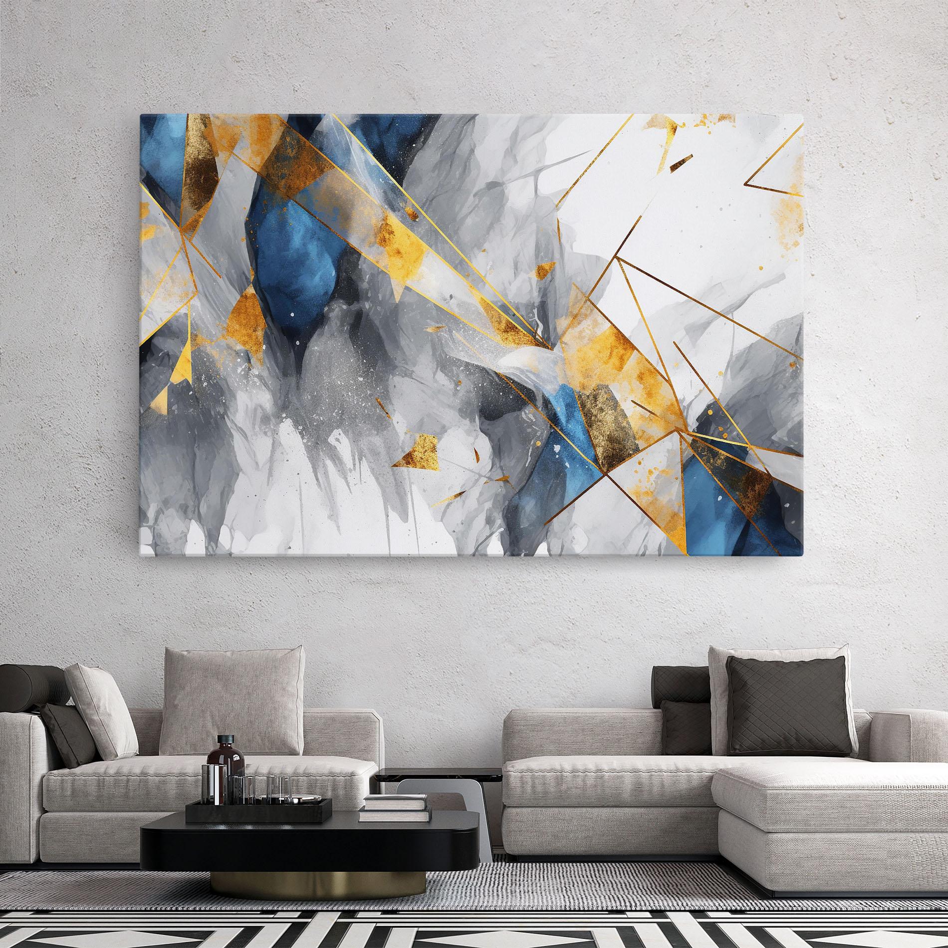 Tablou Canvas Abstract Gold Blue Pattern mockup 2