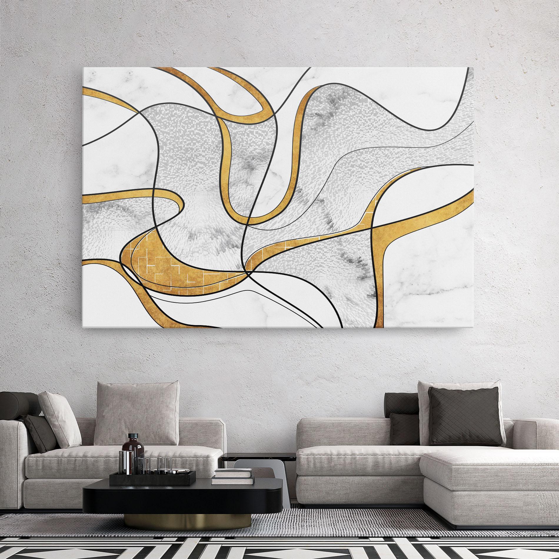 Tablou Canvas Abstract Gold Lines mockup 2