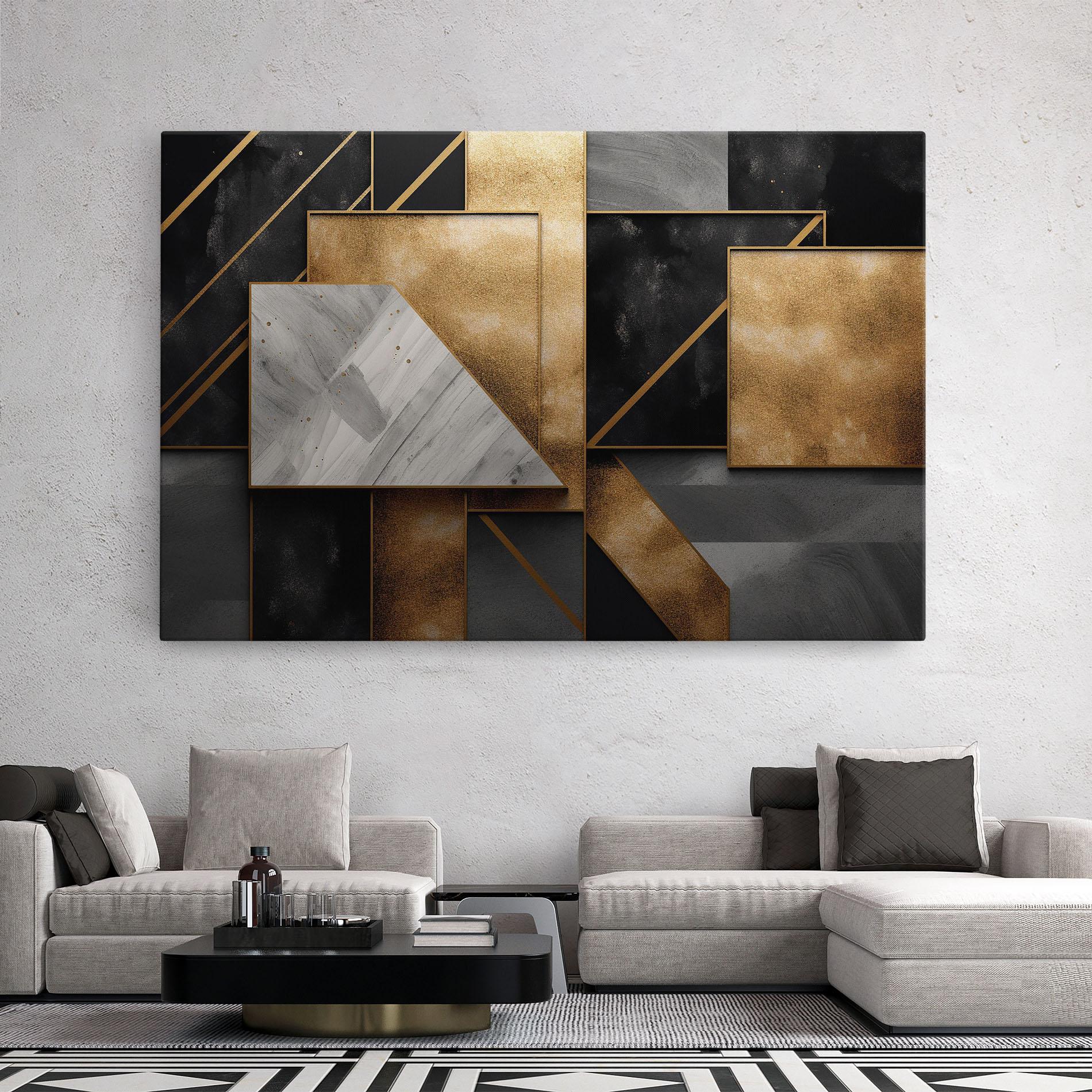 Tablou Canvas Abstract Gold Square mockup 2