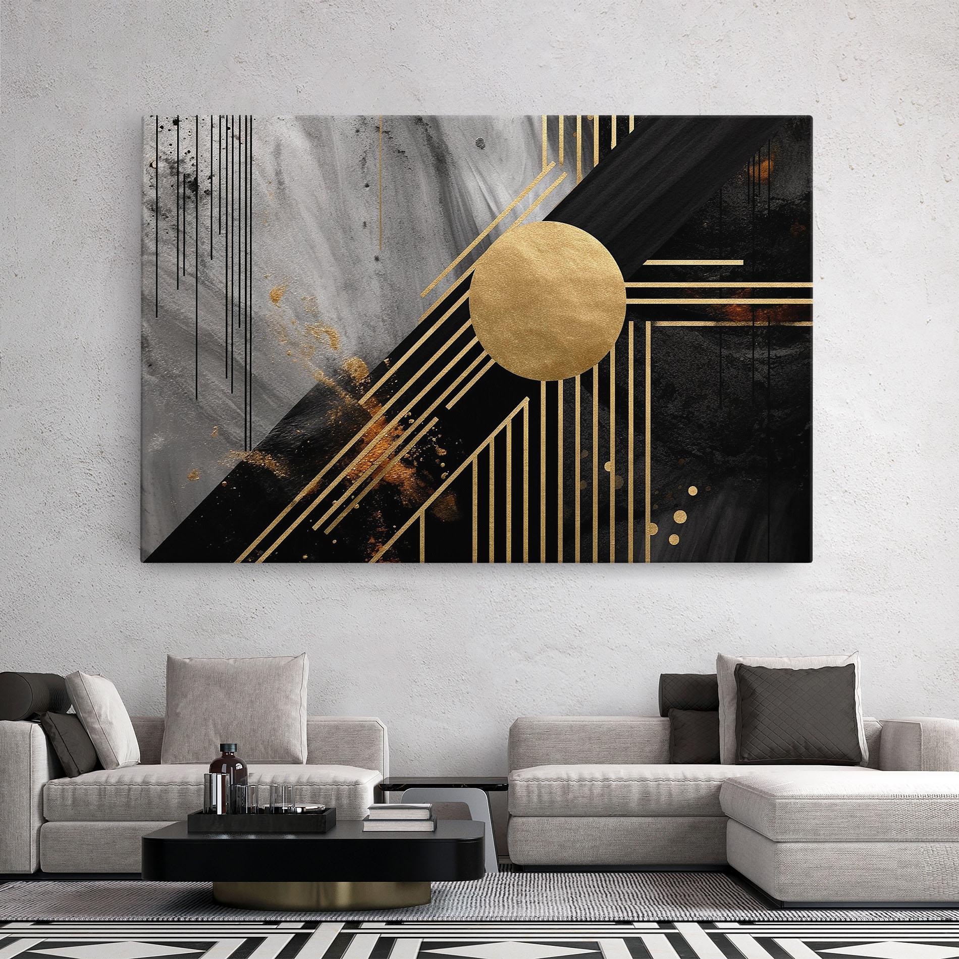 Tablou Canvas Gold Circle With Lines mockup 2