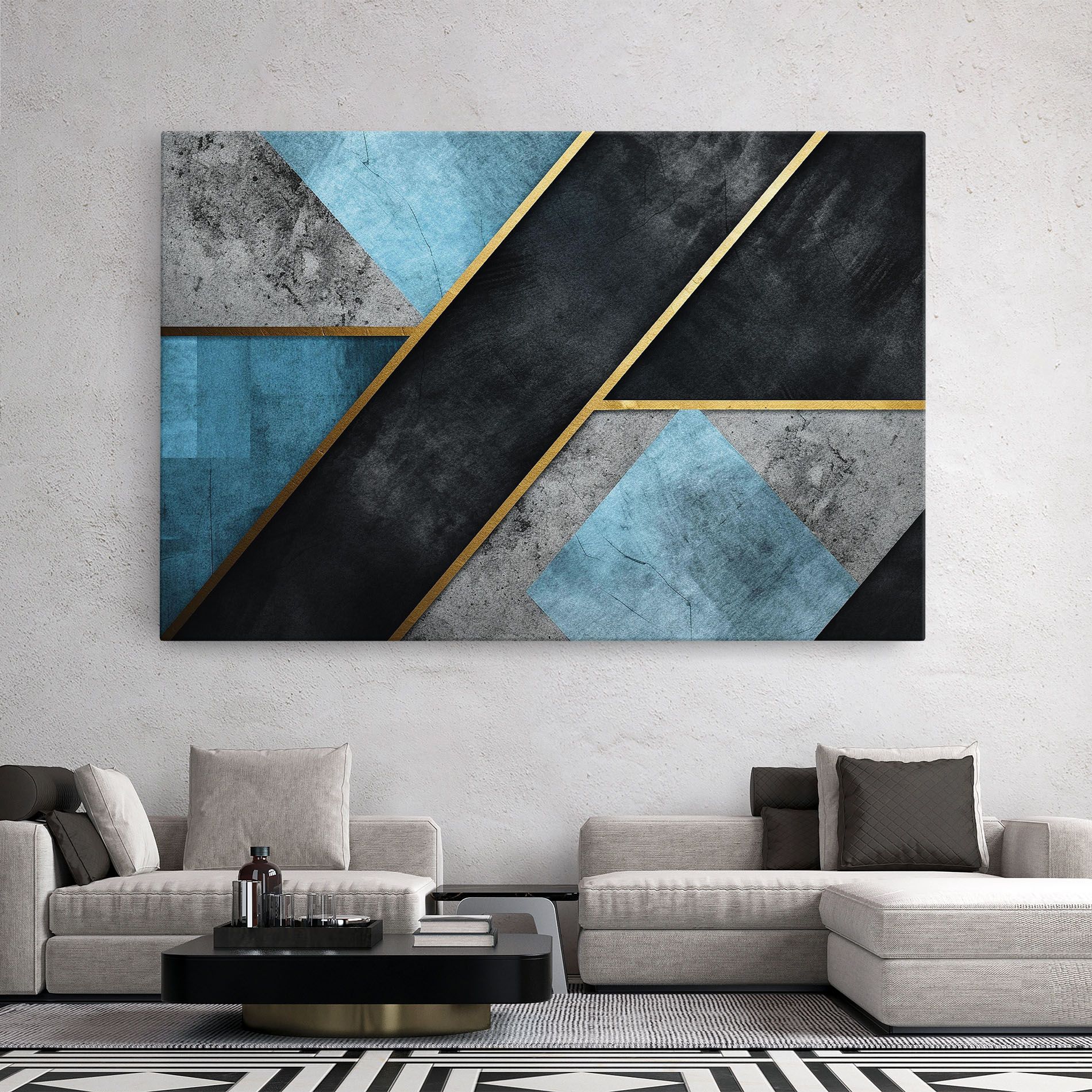 Grey With Blue Painting mockup 2