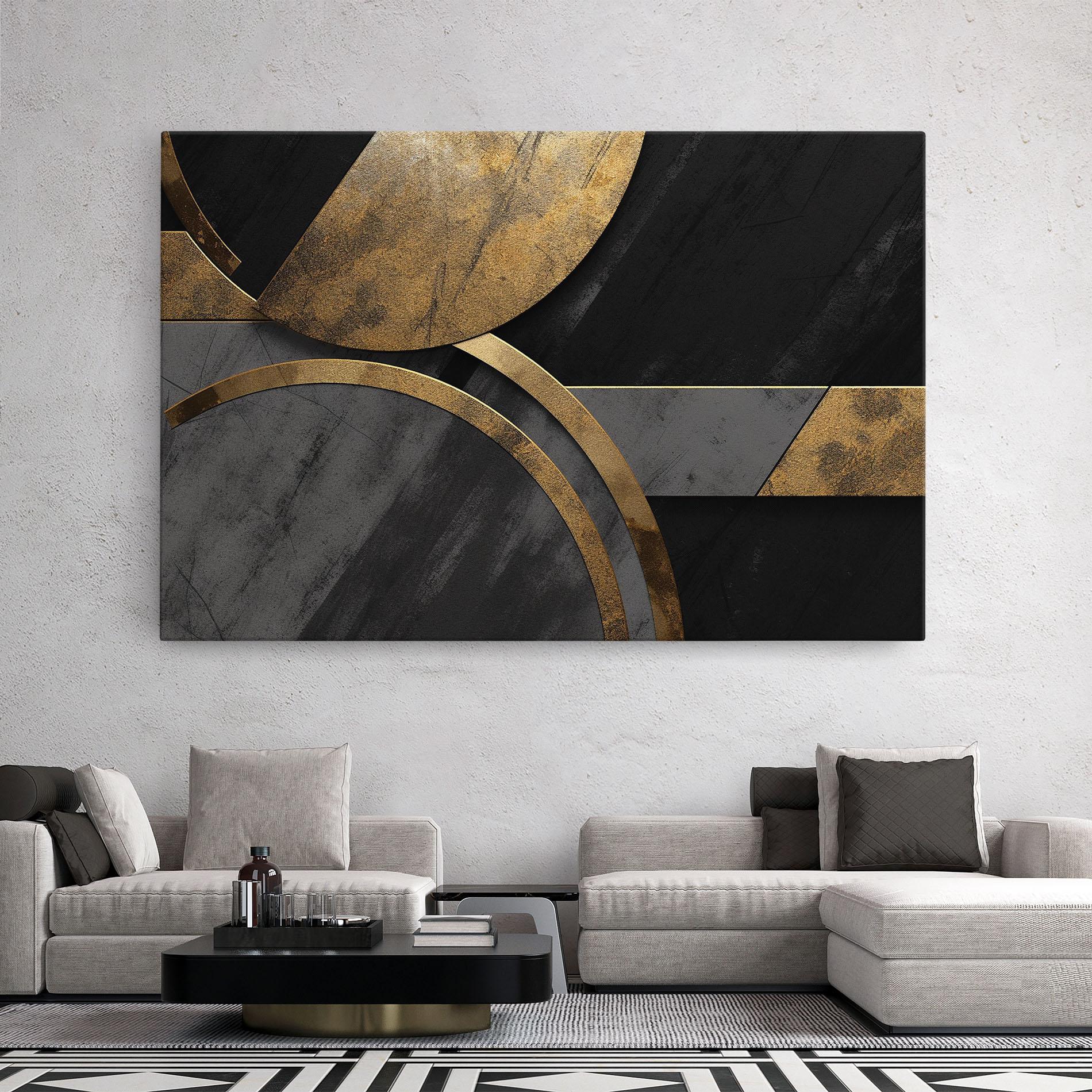 Tablou Canvas Grey With Gold Painting mockup 2