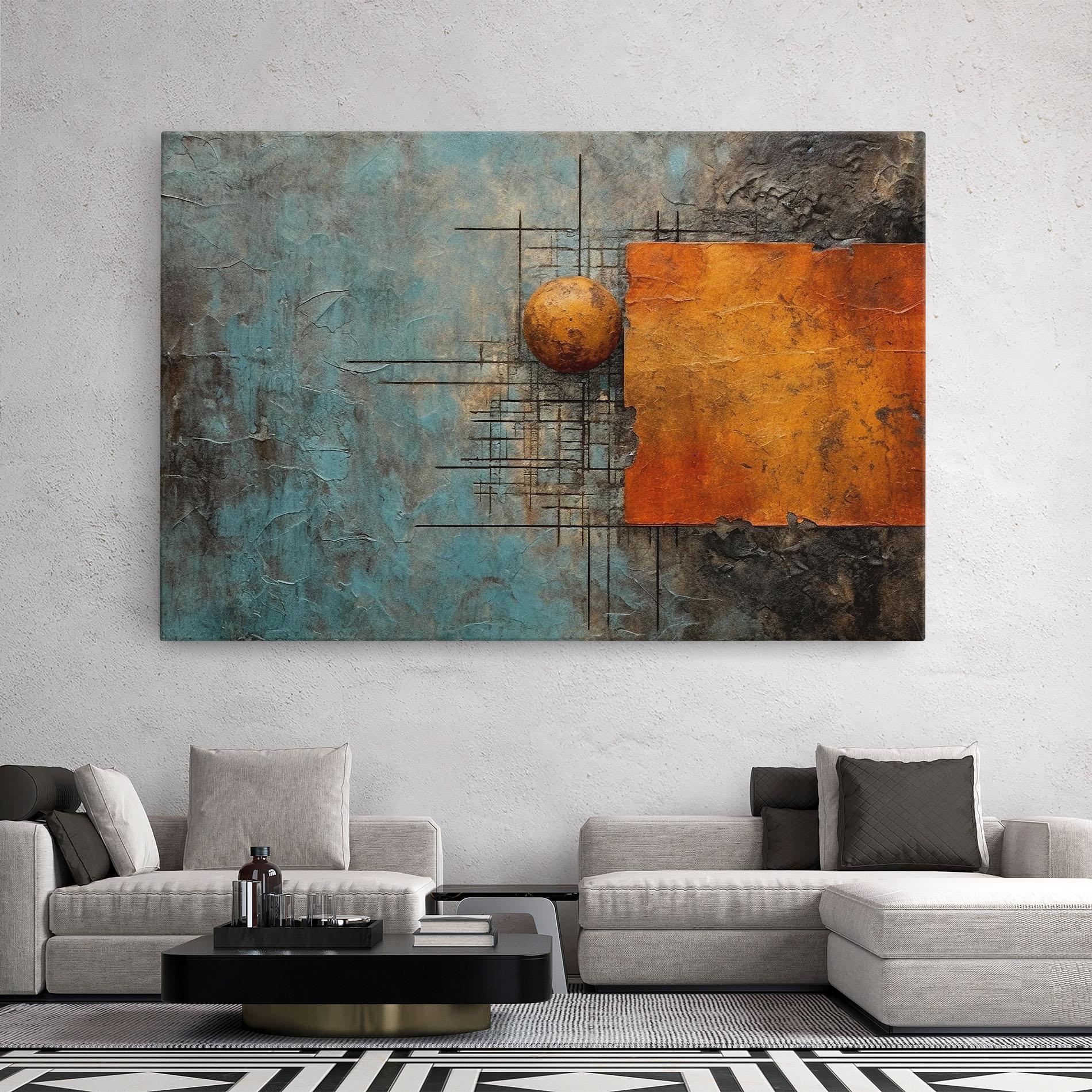 Tablou Canvas Orange Square Painting mockup 2