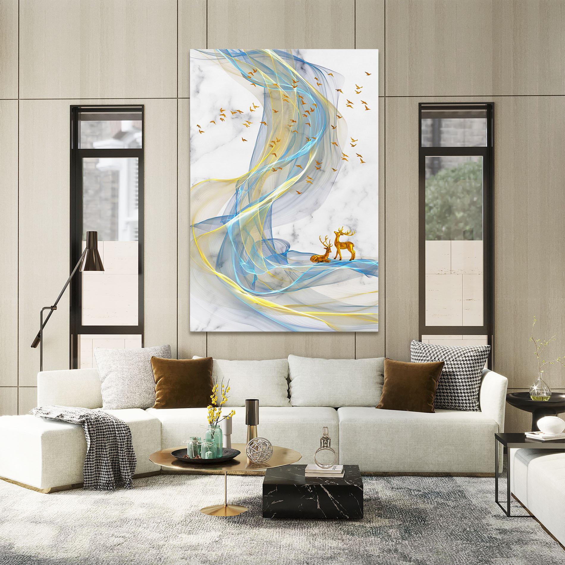 Tablou Canvas Abstract Golden Landscape 2 mockup 2