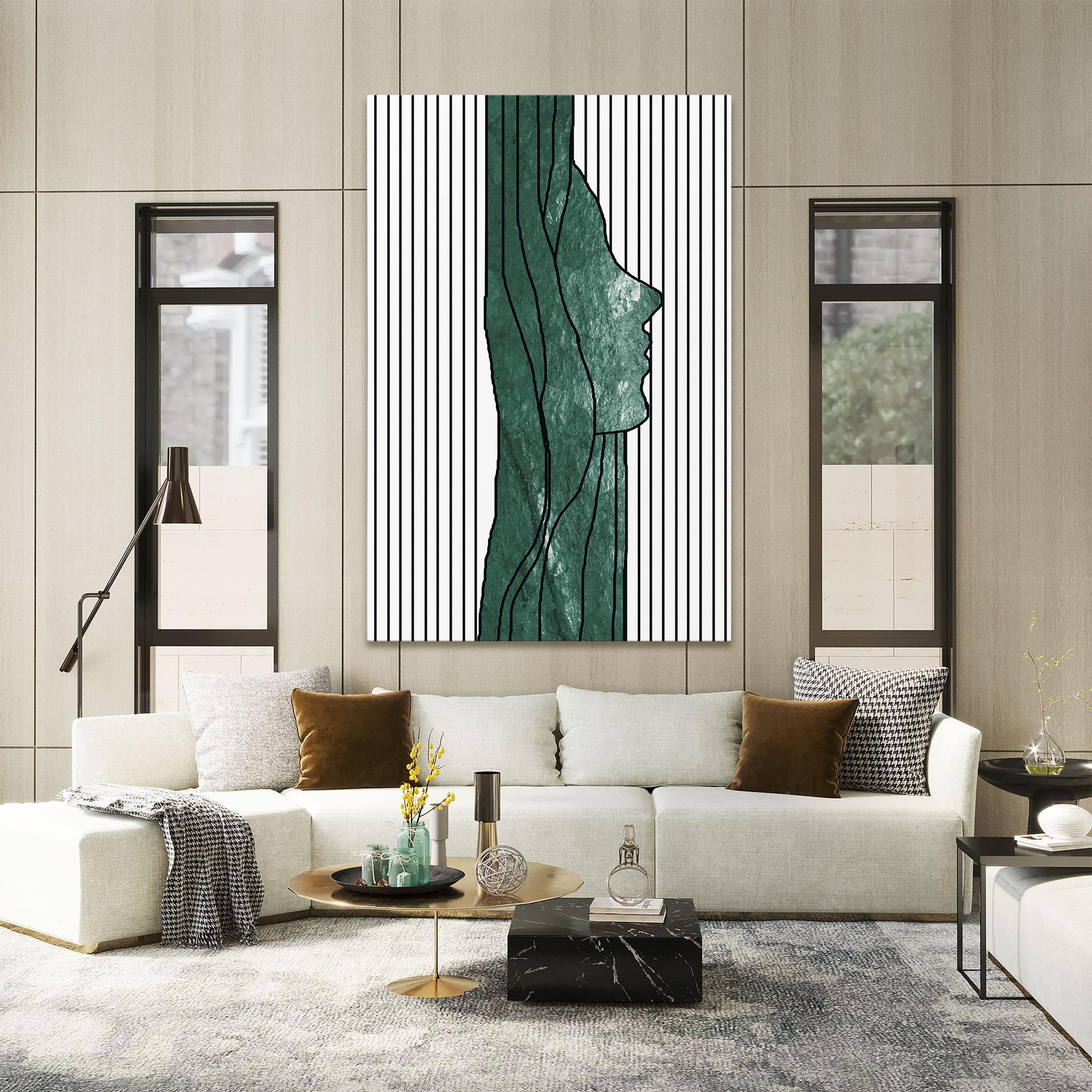 Tablou Canvas Abstract Green Face mockup 2