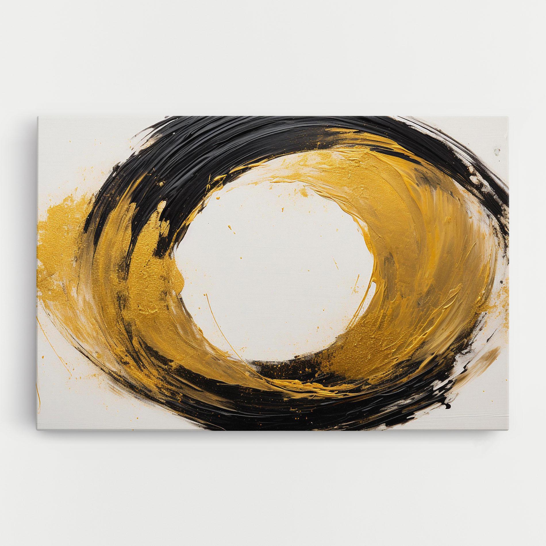 Tablou Canvas Circle From Gold And Black mockup 0