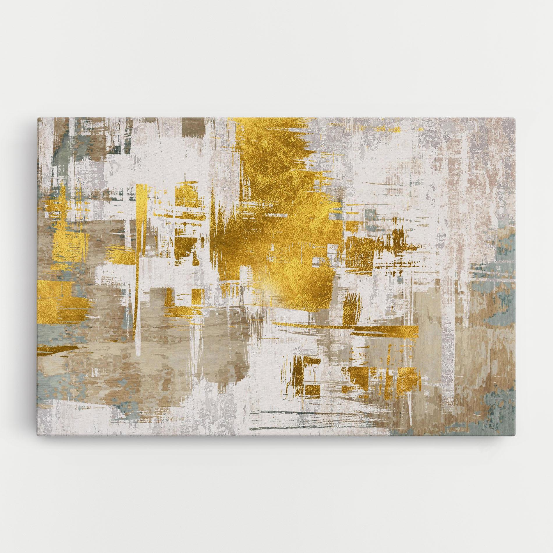 Tablou Canvas Gold And White Brush mockup 0