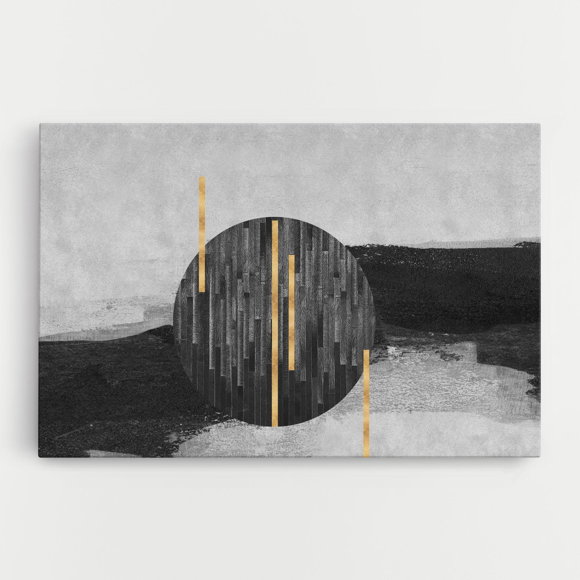 Tablou Canvas Modern Circle With Gold mockup 0