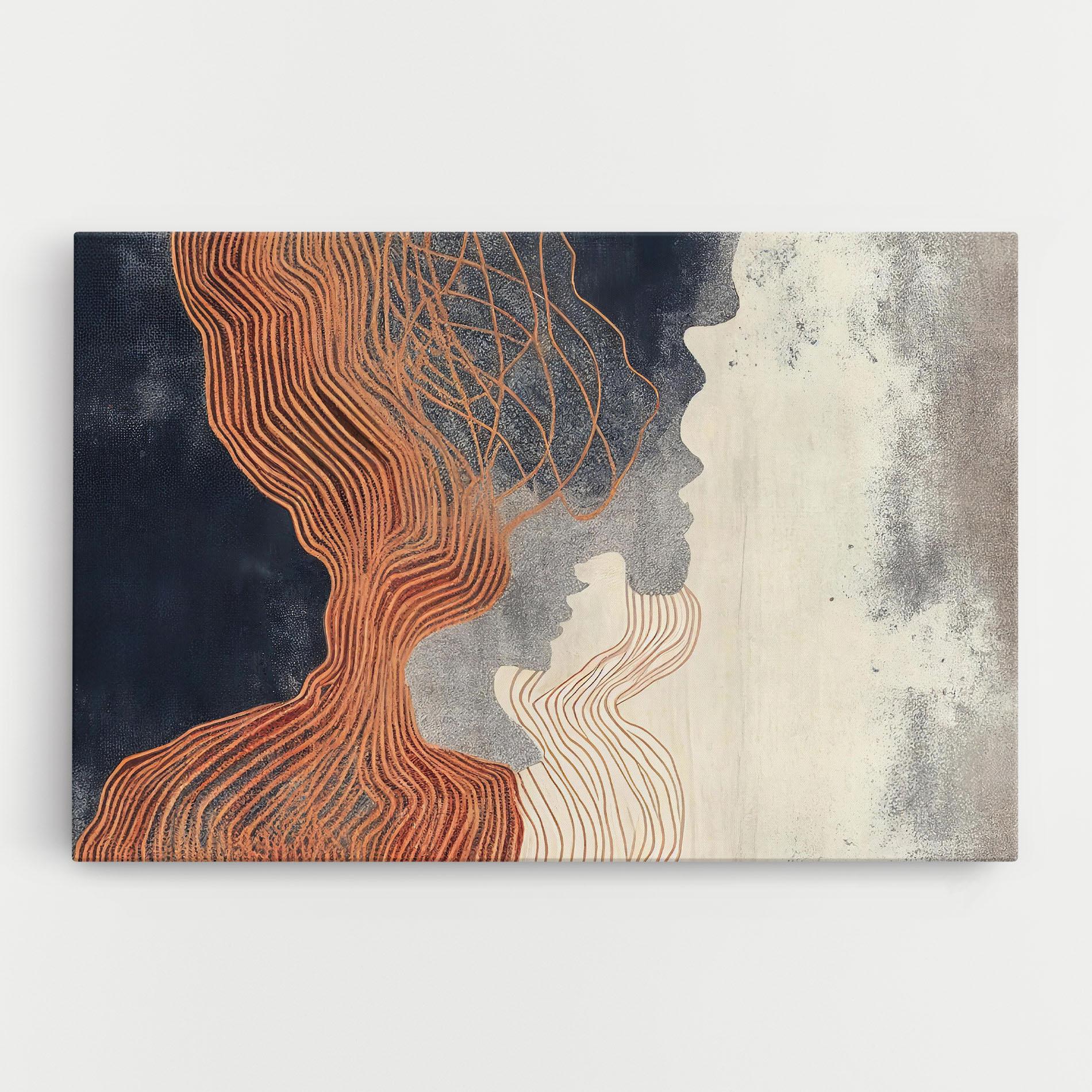 Tablou Canvas Orange Lines On Blue mockup 0