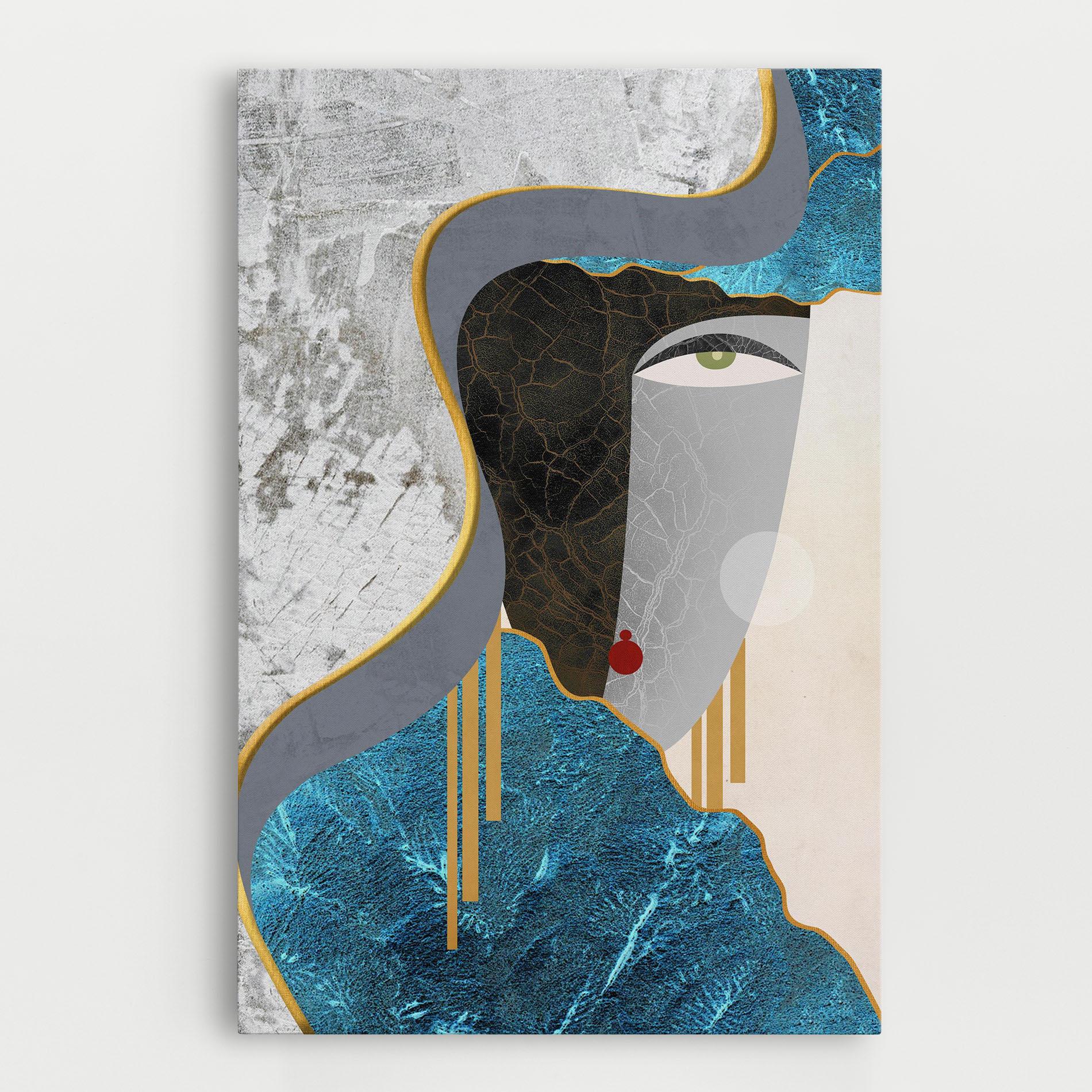 Tablou Canvas Abstract Blue Face mockup 0