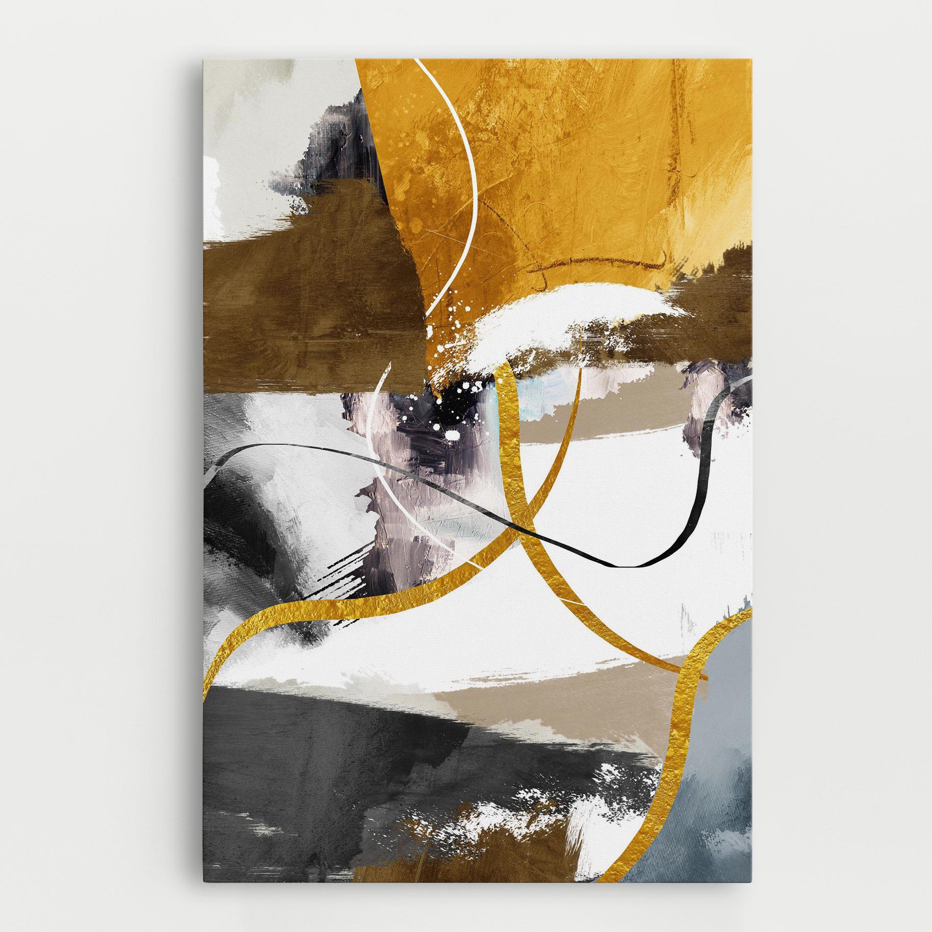 Tablou Canvas Chaotic Golden Painting mockup 0