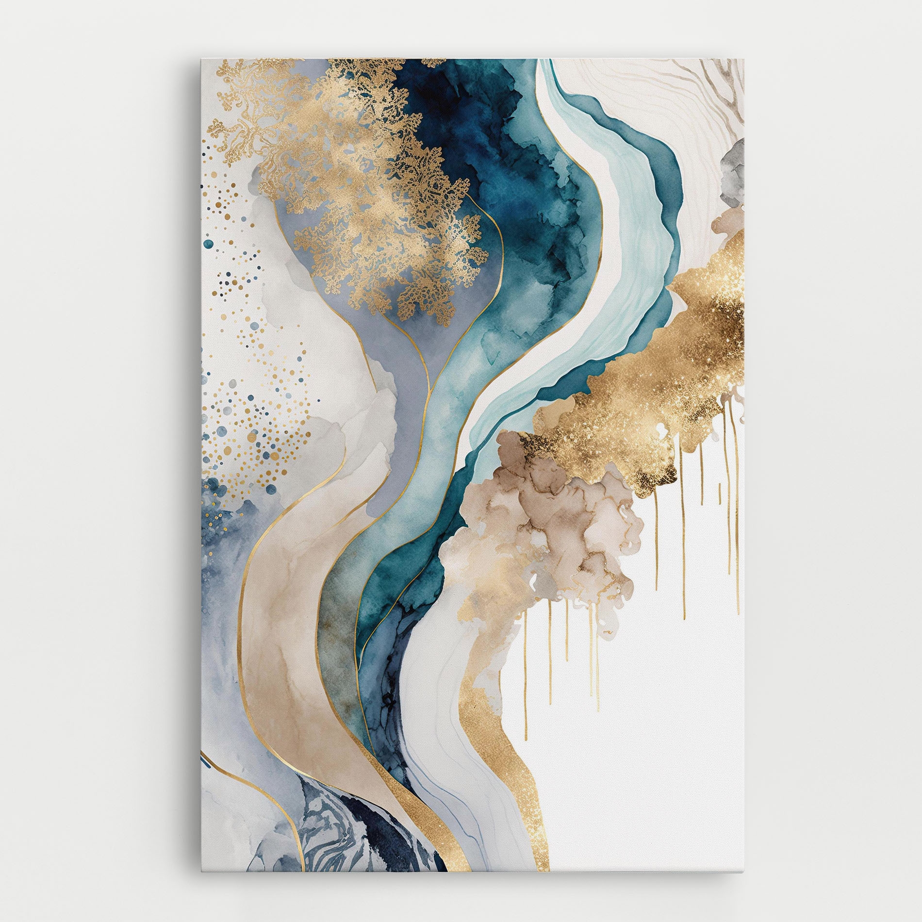 Tablou Canvas Light Blue Waves într-un spațiu de relaxare