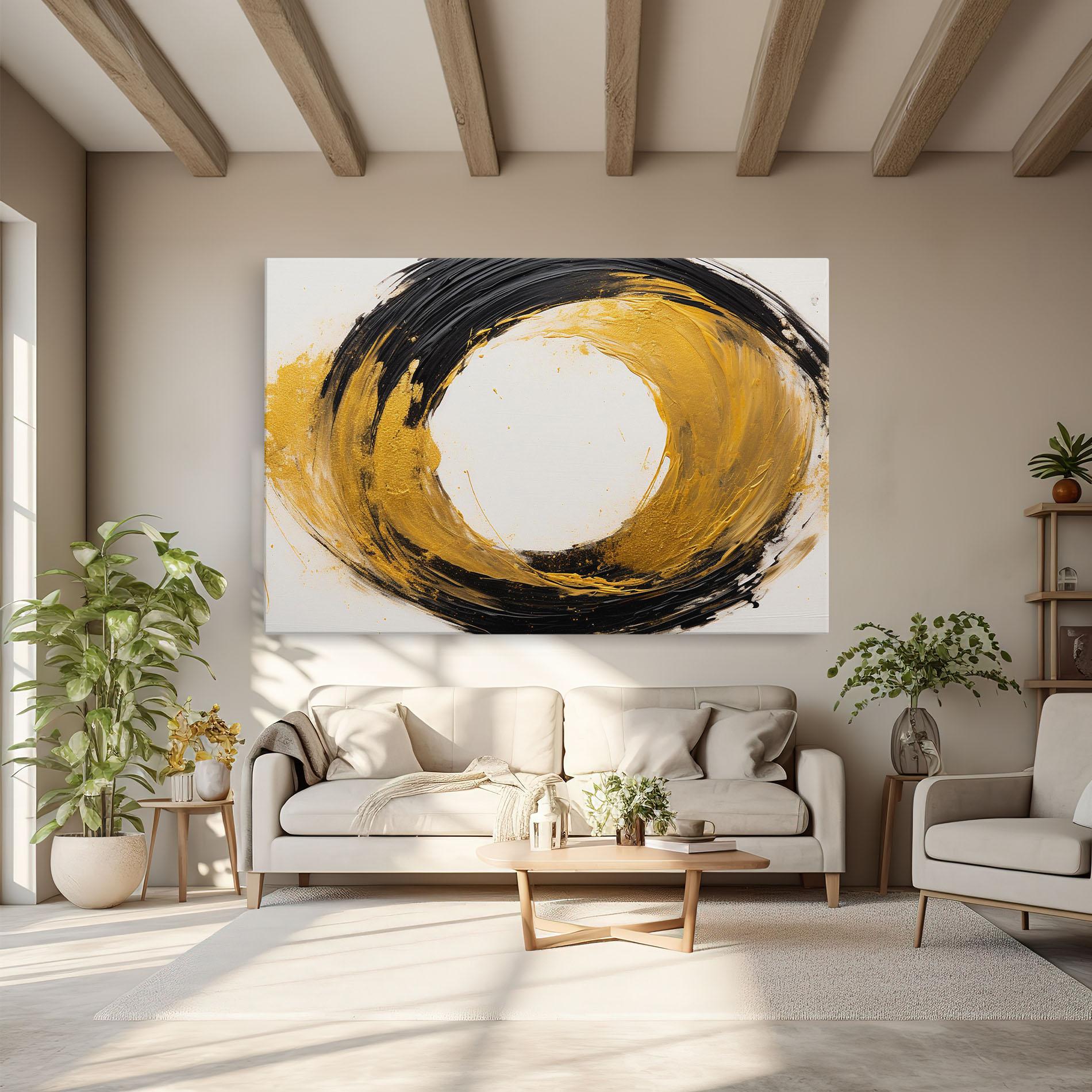 Tablou Canvas Circle From Gold And Black mockup 6