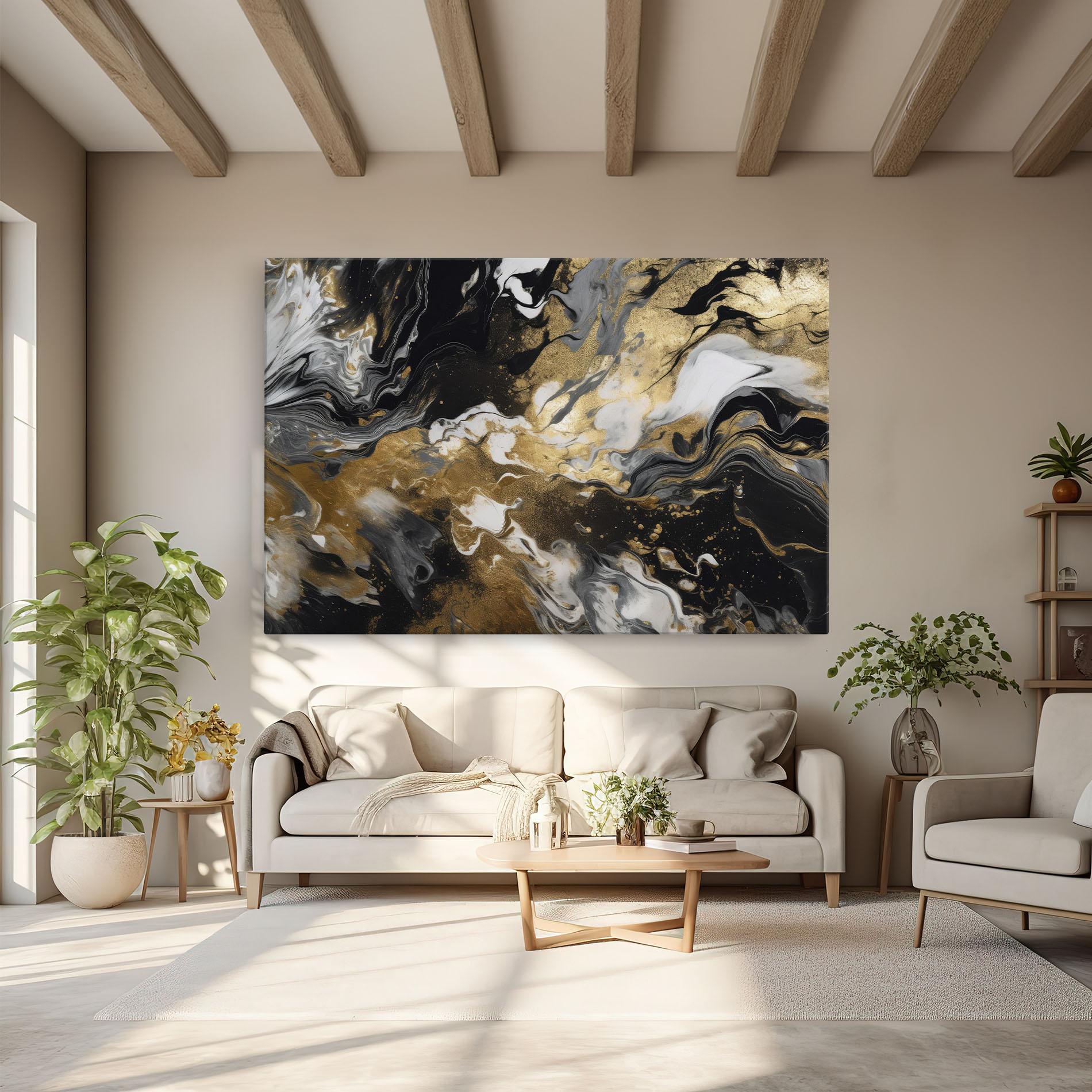 Tablou Canvas Gold Acrylic Fluid mockup 6