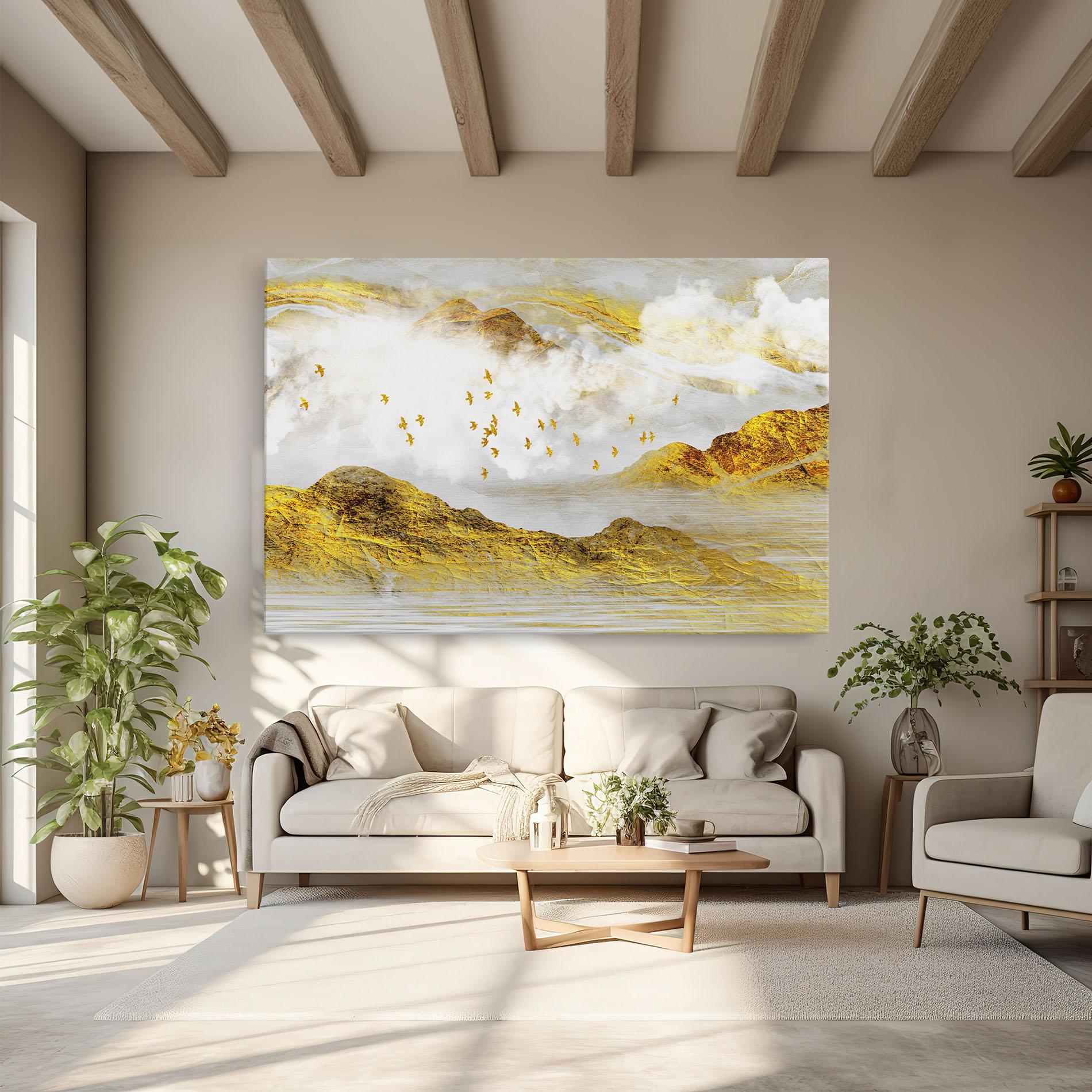 Tablou Canvas Gold Mountains Abstract mockup 6