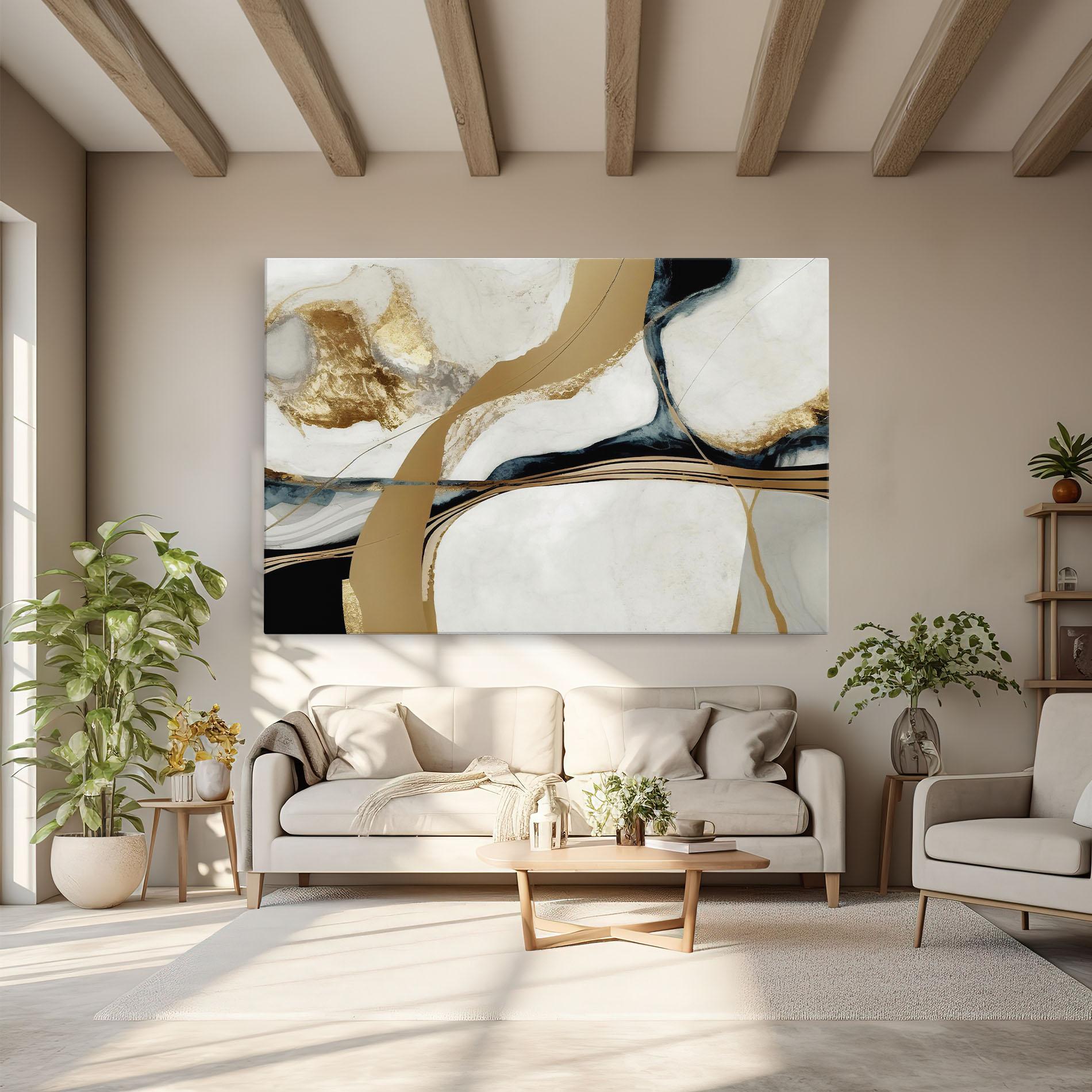 Tablou Canvas Golden Blue Marble mockup 6