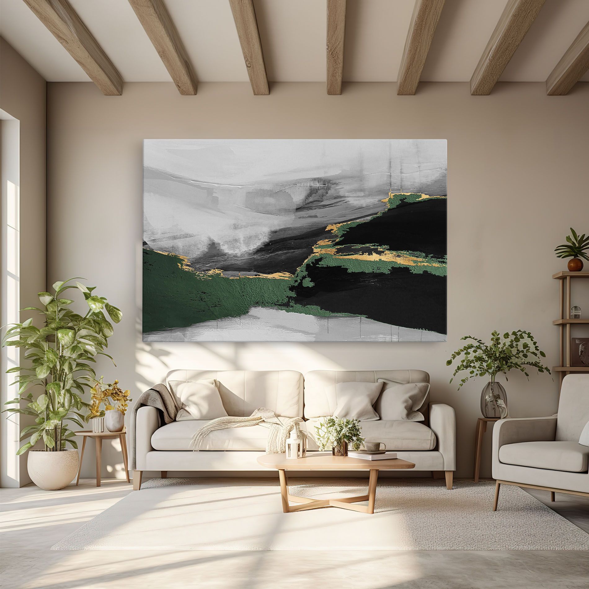 Grey With Green Painting mockup 6