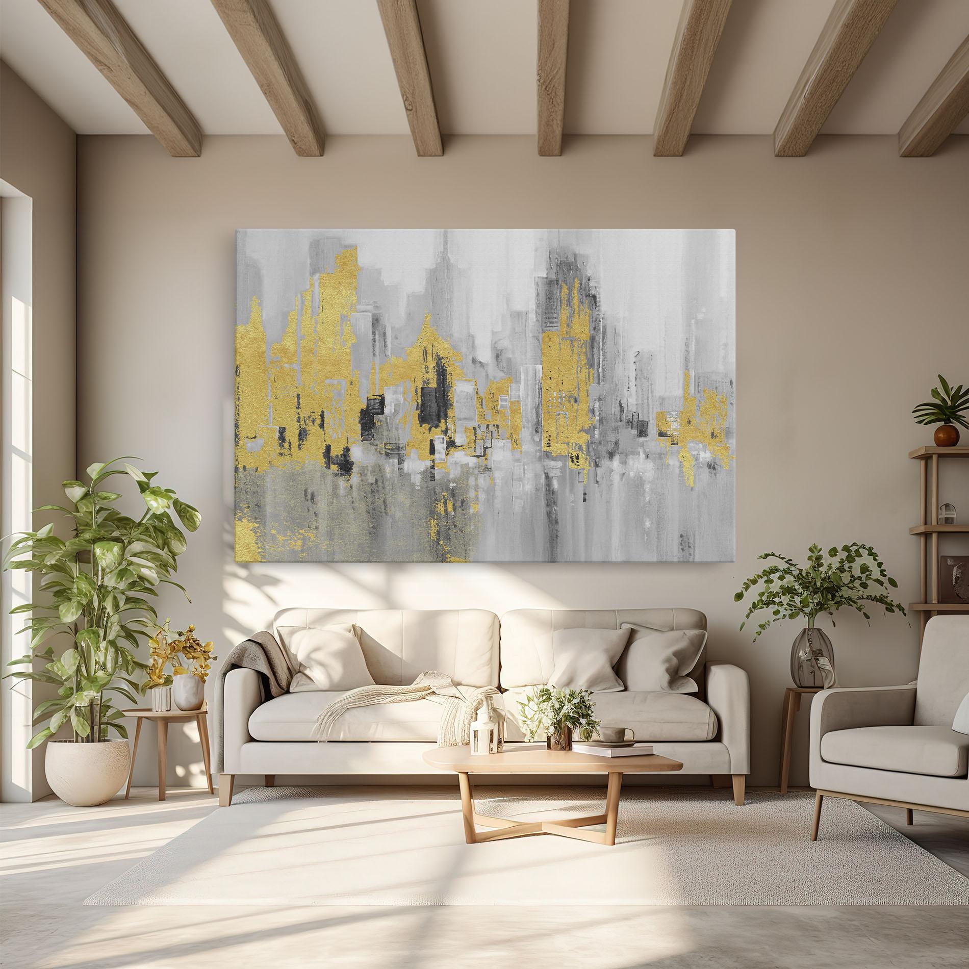 Tablou Canvas Light Grey With Gold mockup 6