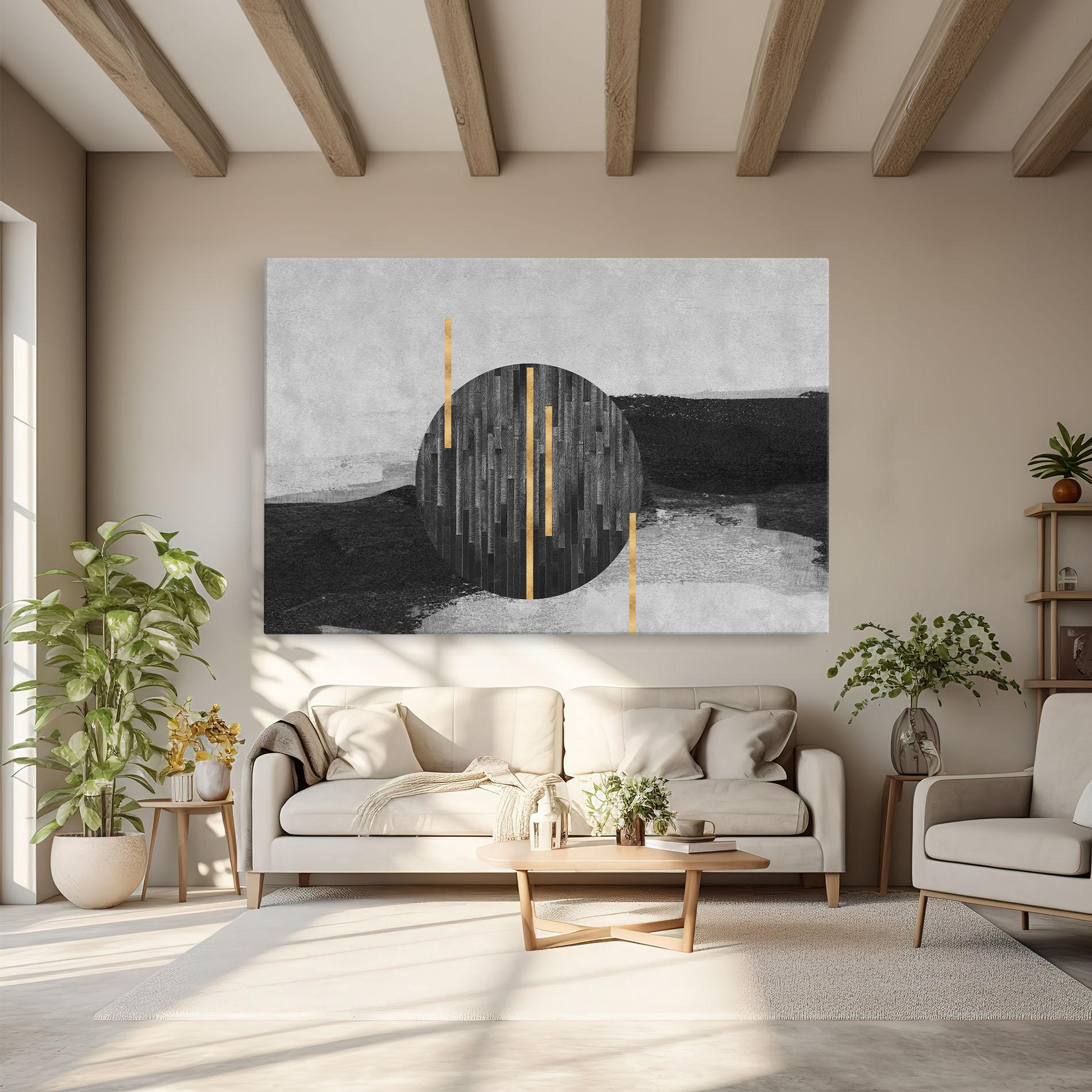 Tablou Canvas Modern Circle With Gold mockup 6