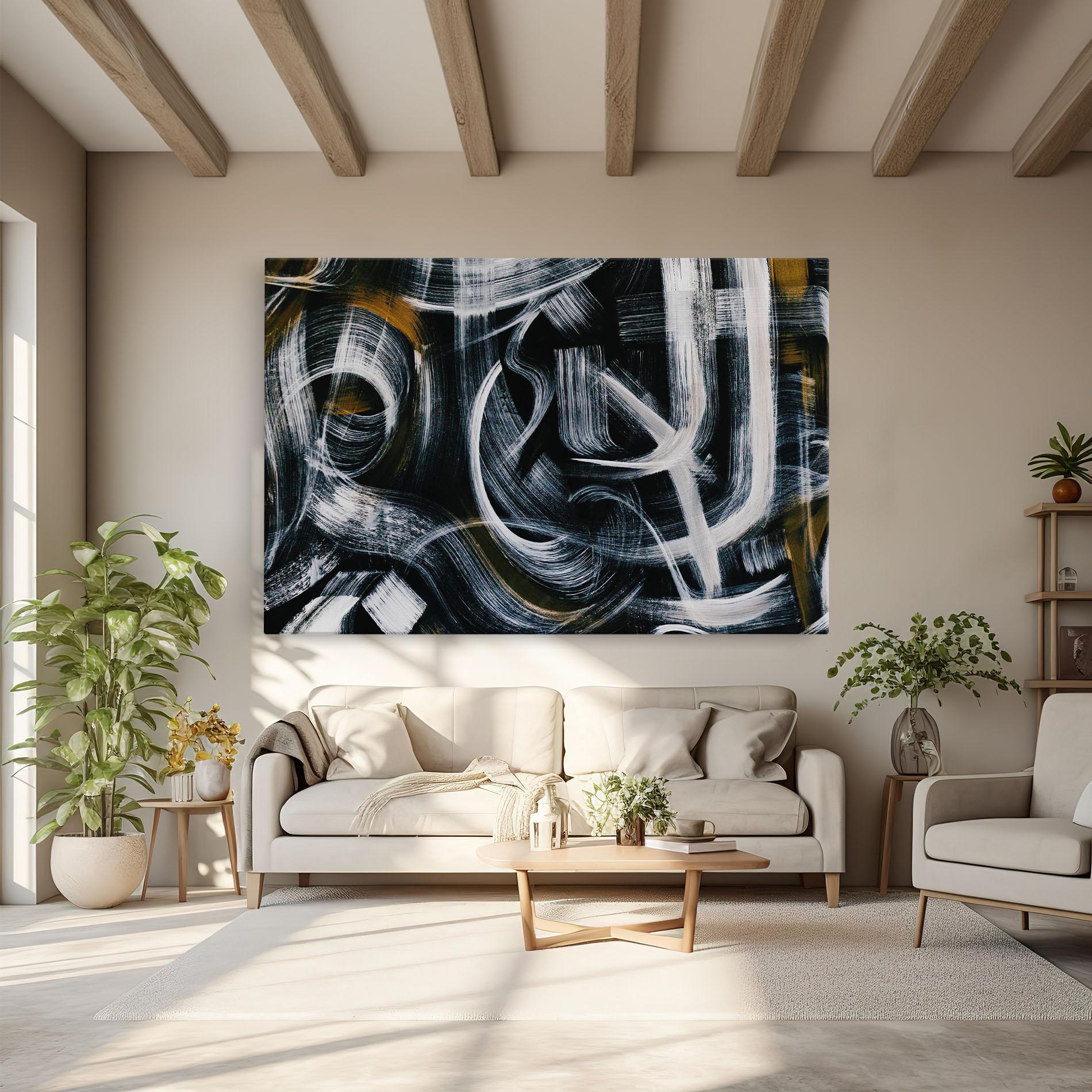 Tablou Canvas White Brush Lines mockup 6
