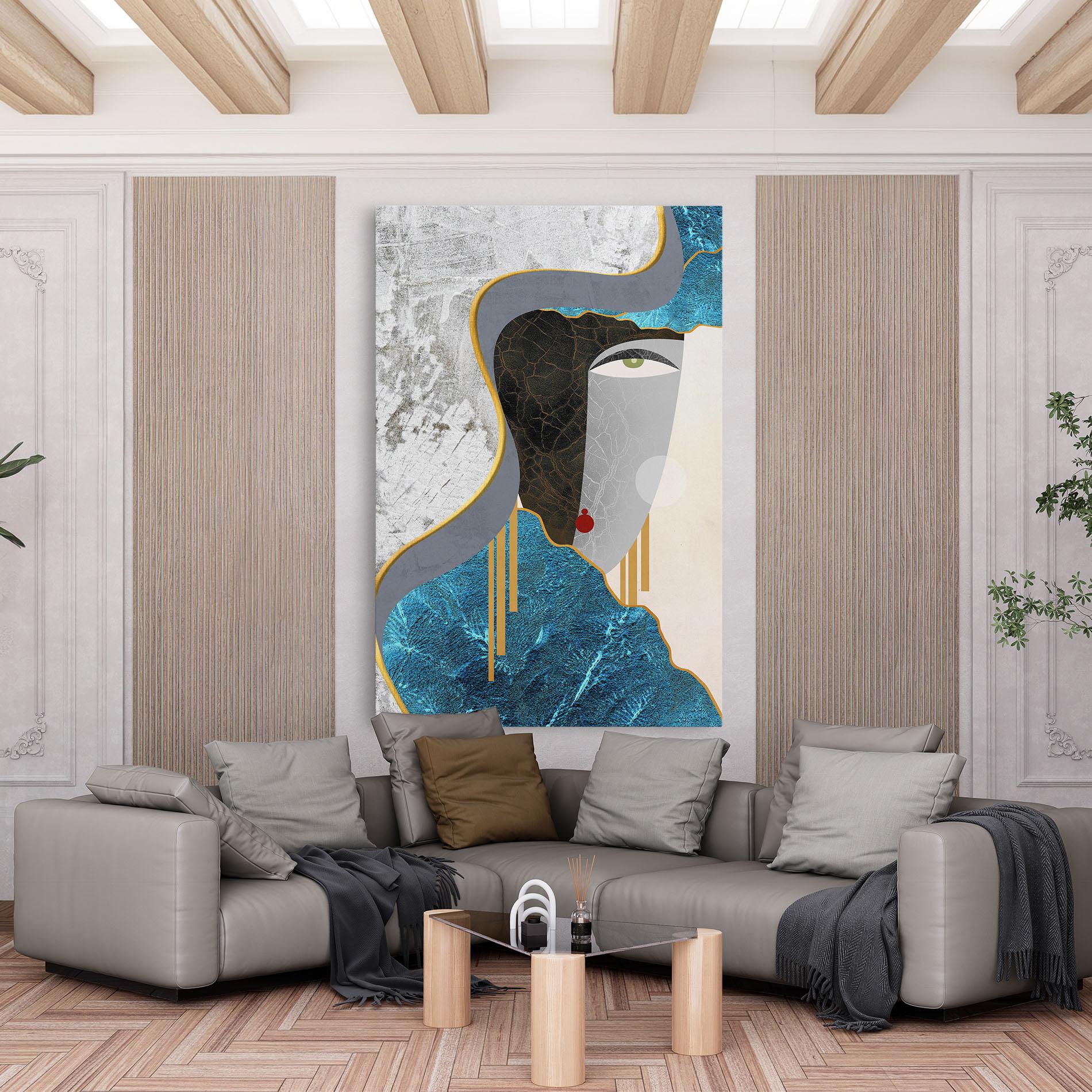 Tablou Canvas Abstract Blue Face mockup 6