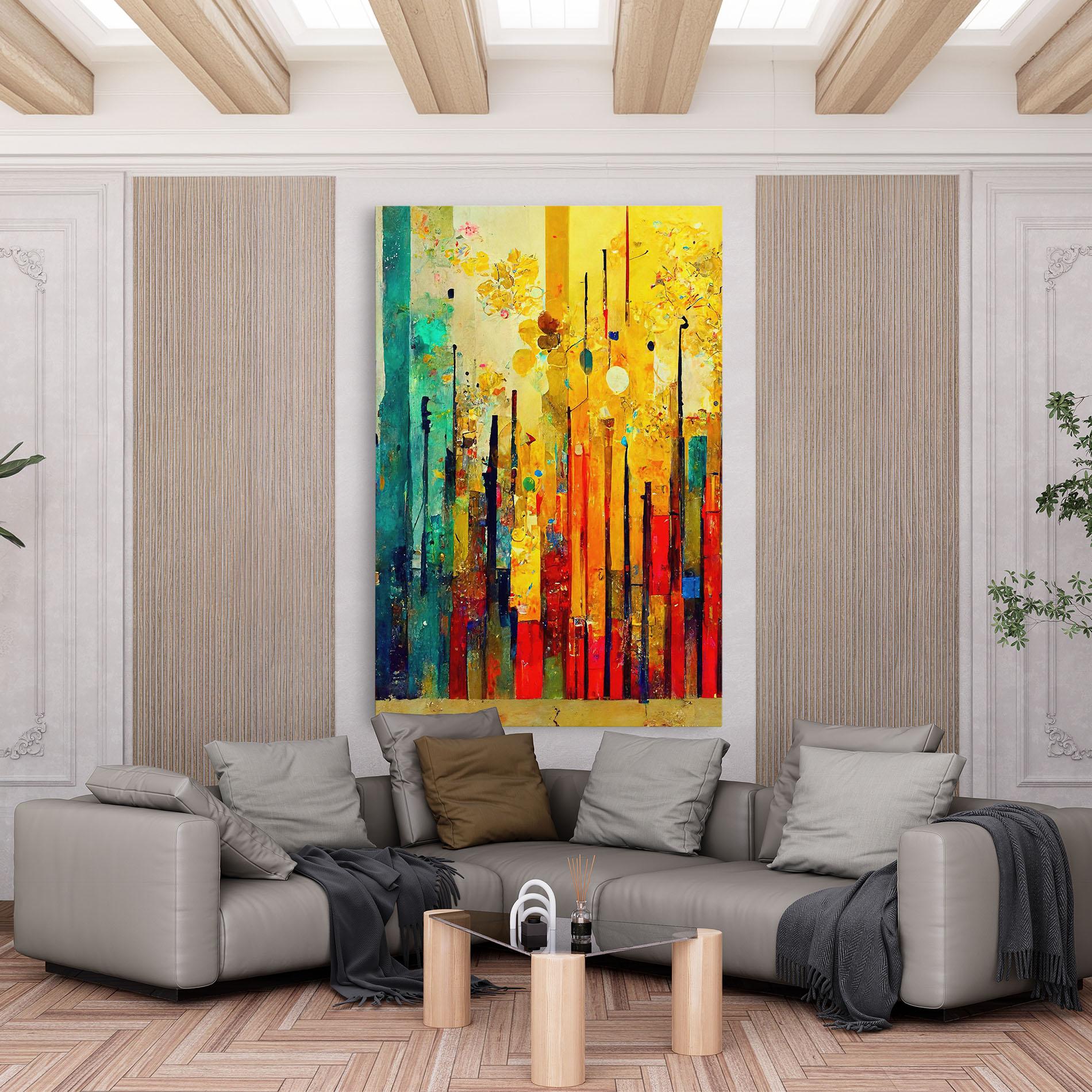 Tablou Canvas Black Lines On Yellow Light mockup 6