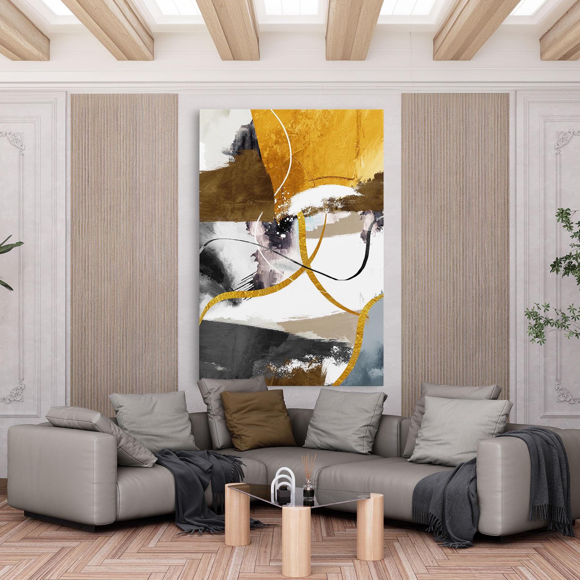 Tablou Canvas Chaotic Golden Painting mockup 6