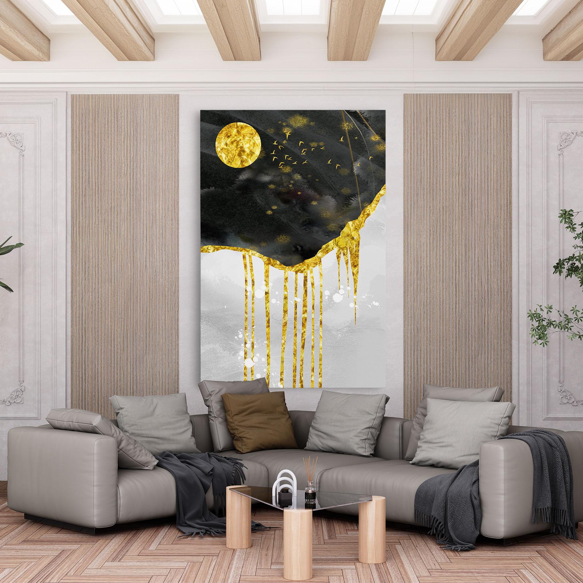 Tablou Canvas Gold Moon And Birds mockup 6