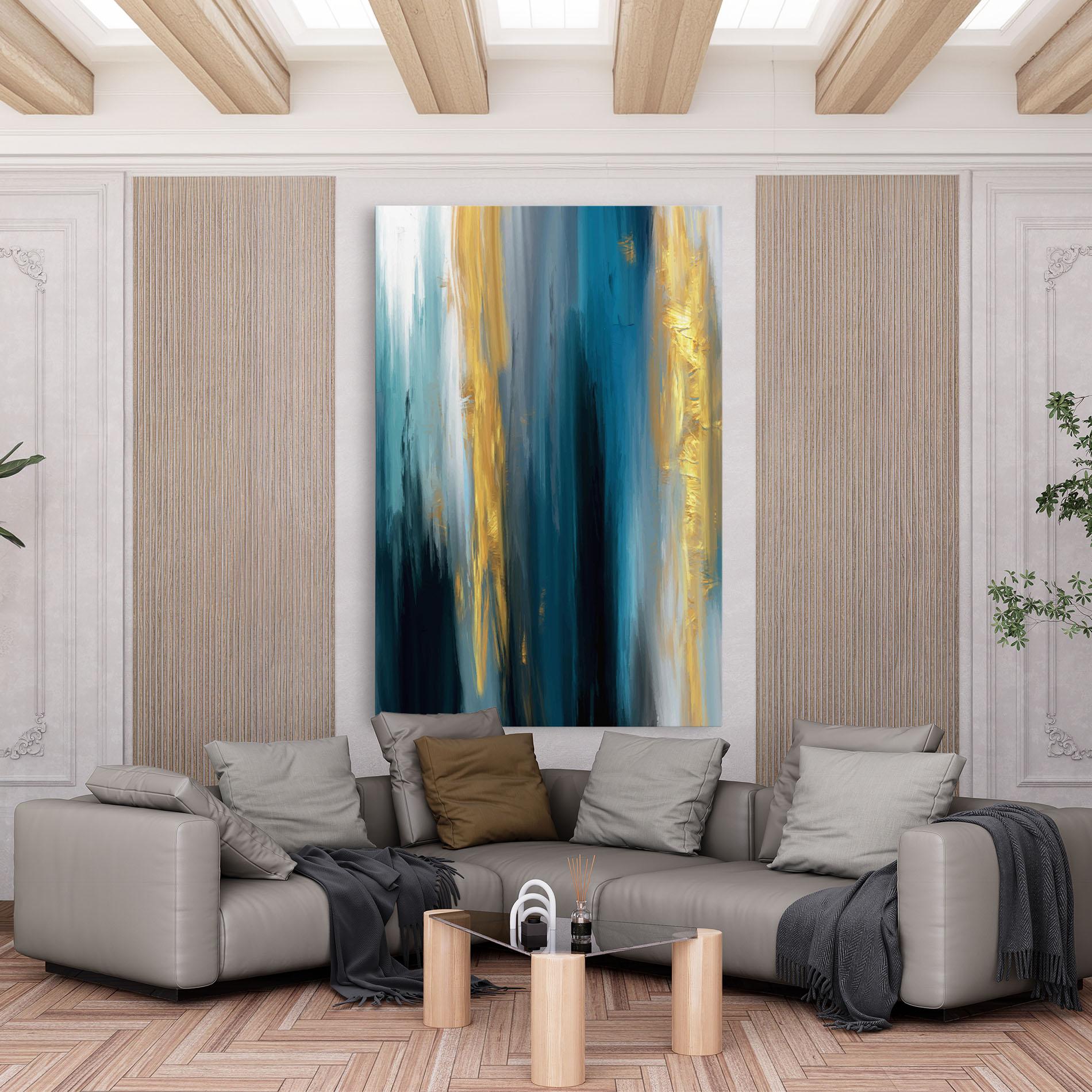 Tablou Canvas Golden Black Blue Art mockup 6