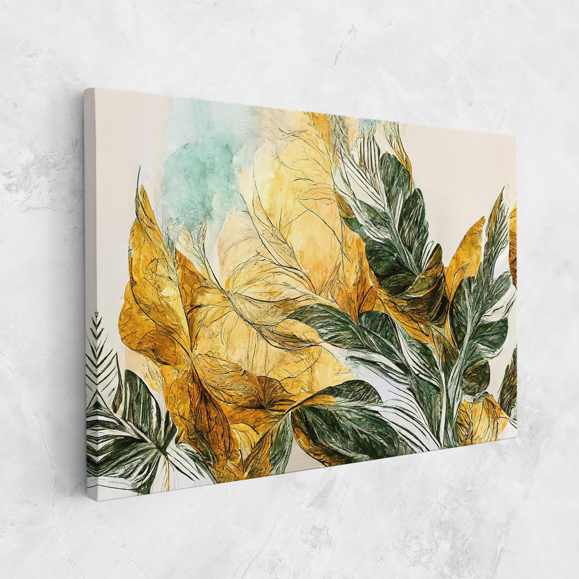 Tablou Canvas Gold And Green Leafes mockup 1