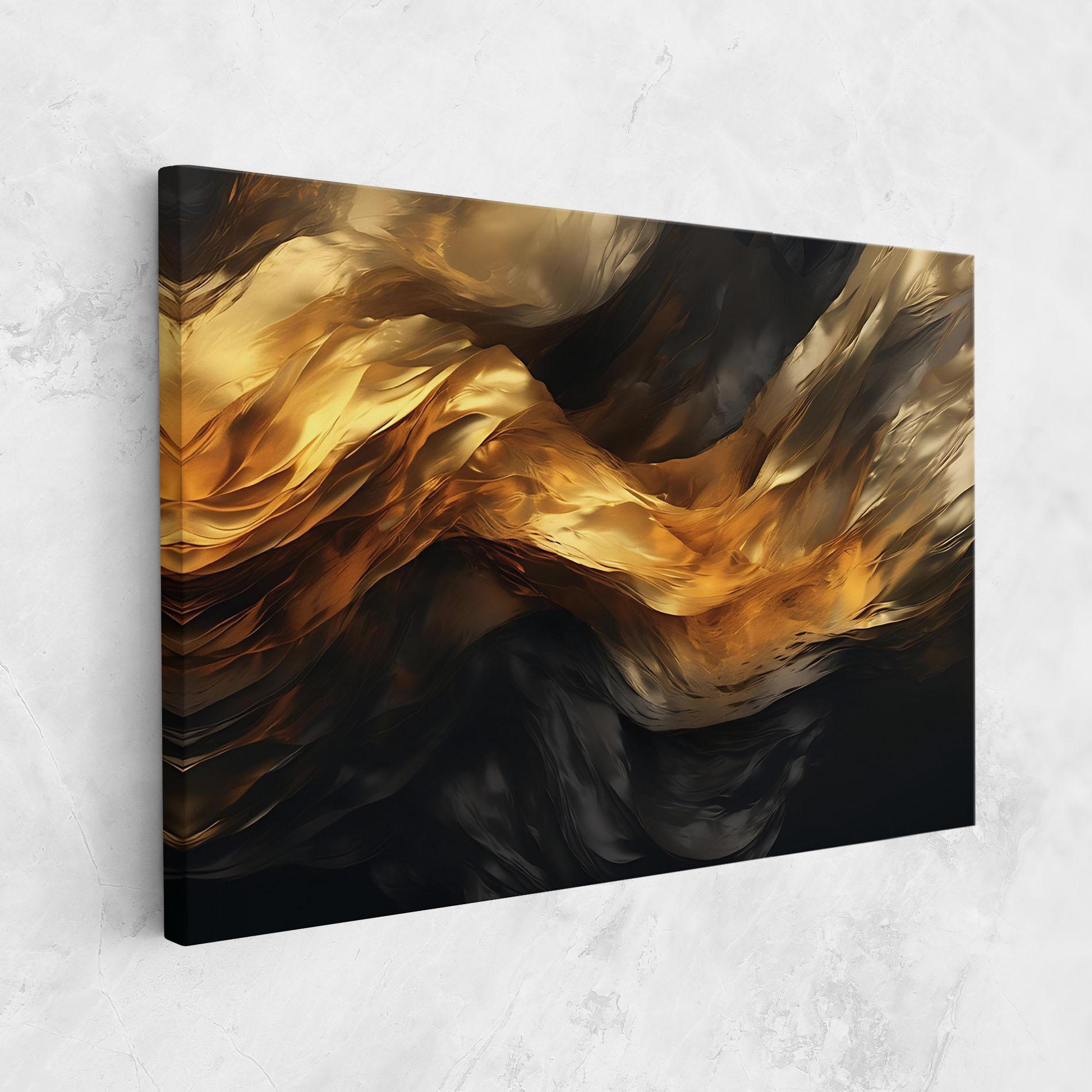 Tablou Canvas Golden Waves With Black mockup 1