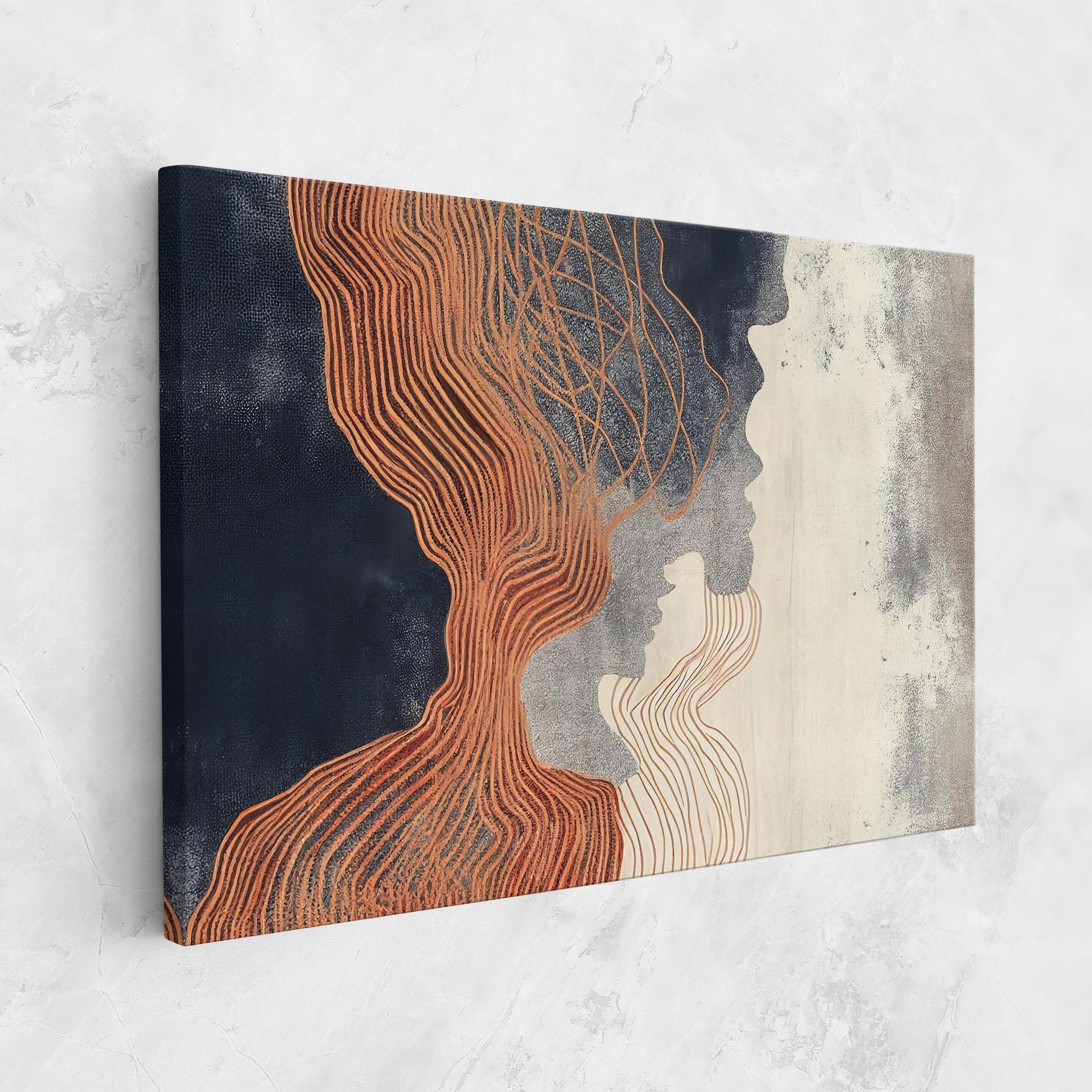 Tablou Canvas Orange Lines On Blue mockup 1