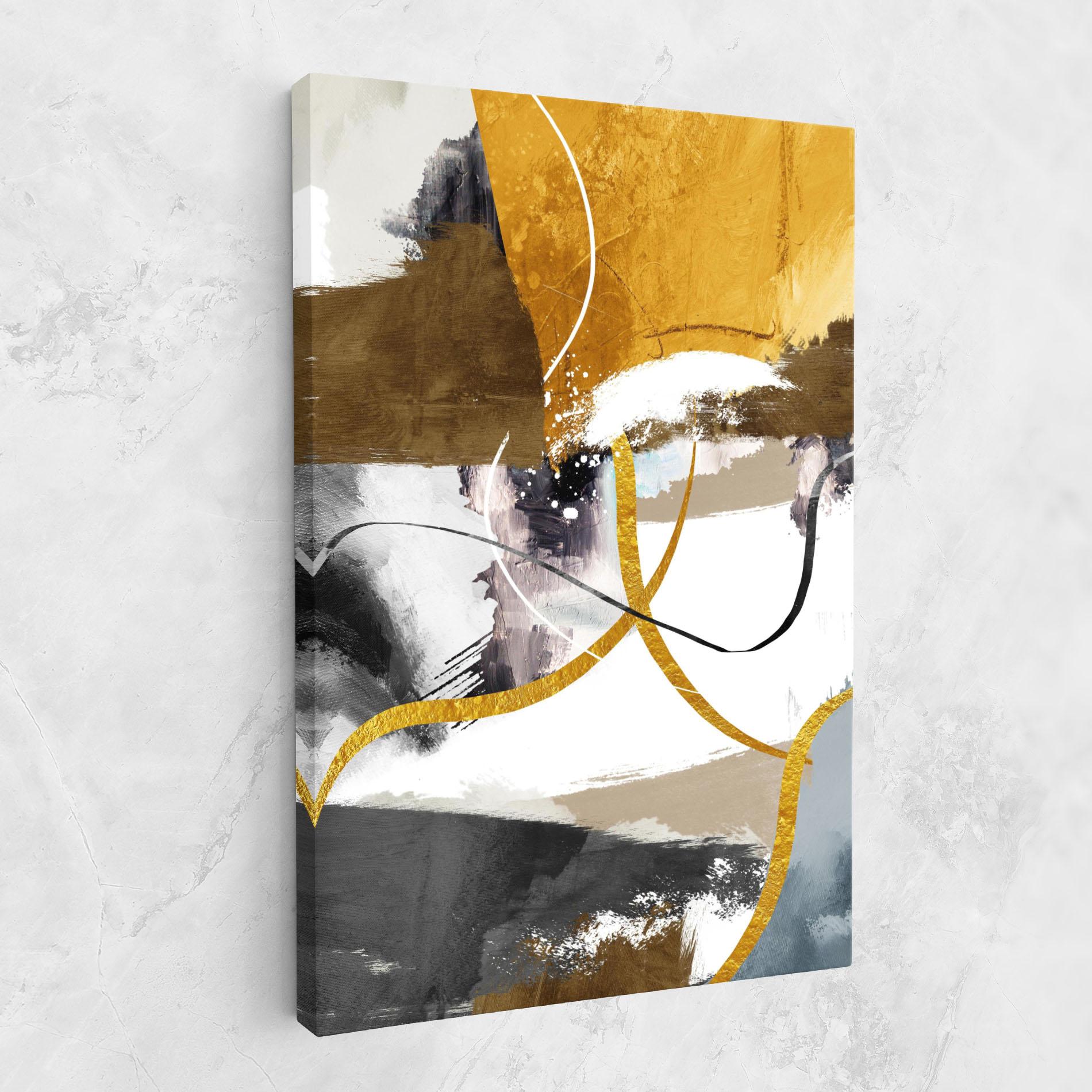 Tablou Canvas Chaotic Golden Painting mockup 1