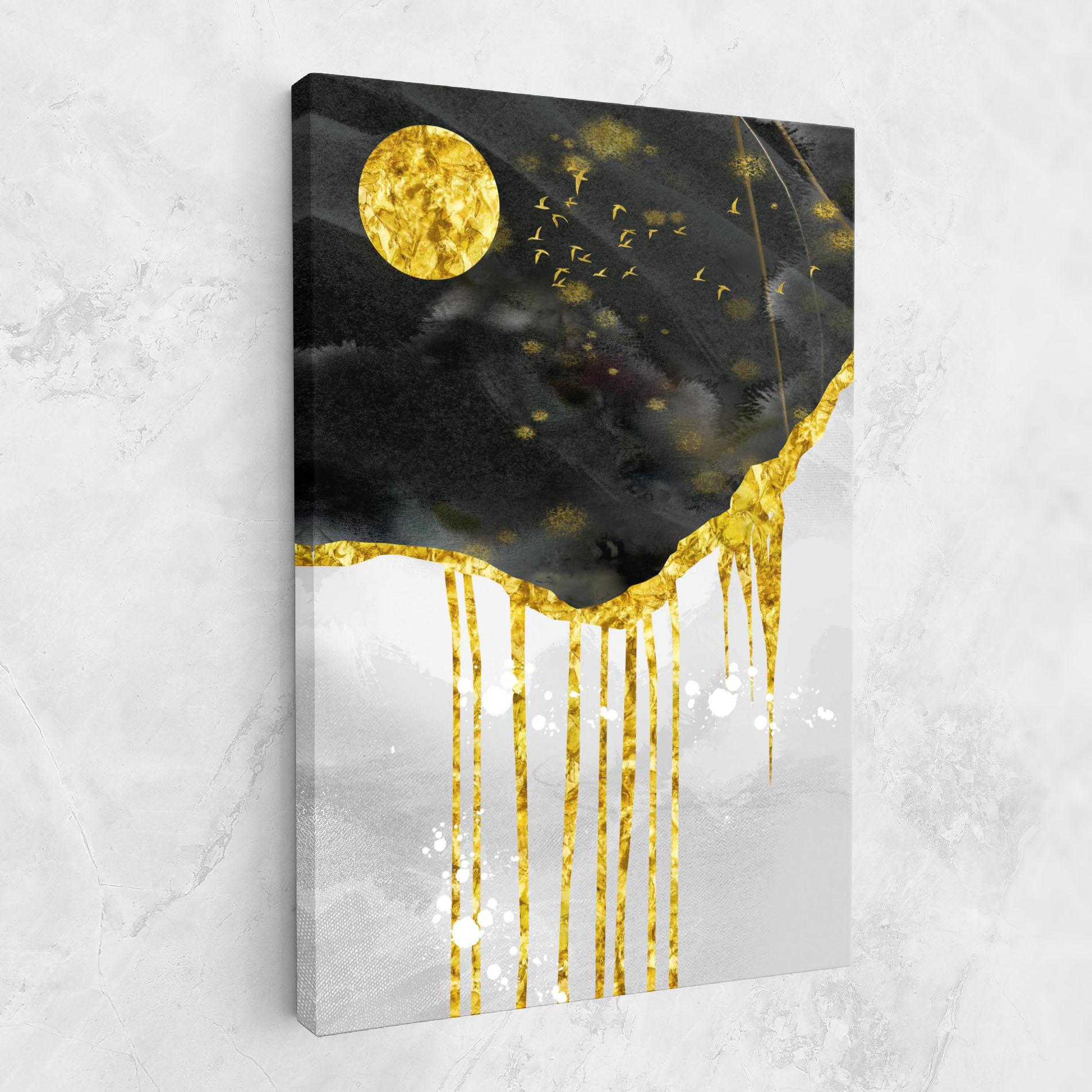 Tablou Canvas Gold Moon And Birds mockup 1