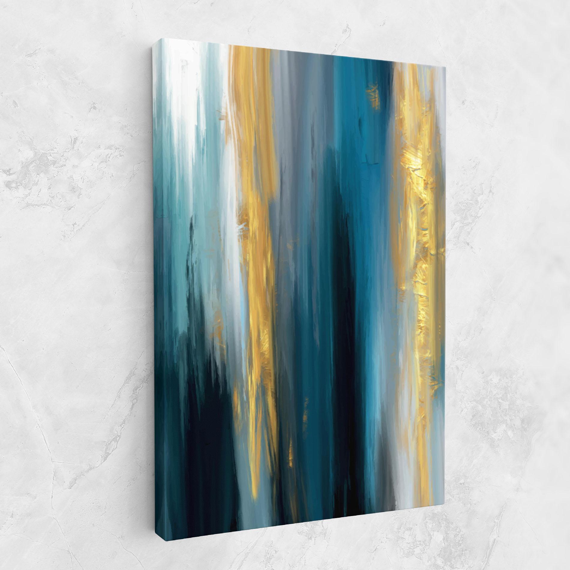 Tablou Canvas Golden Black Blue Art mockup 1