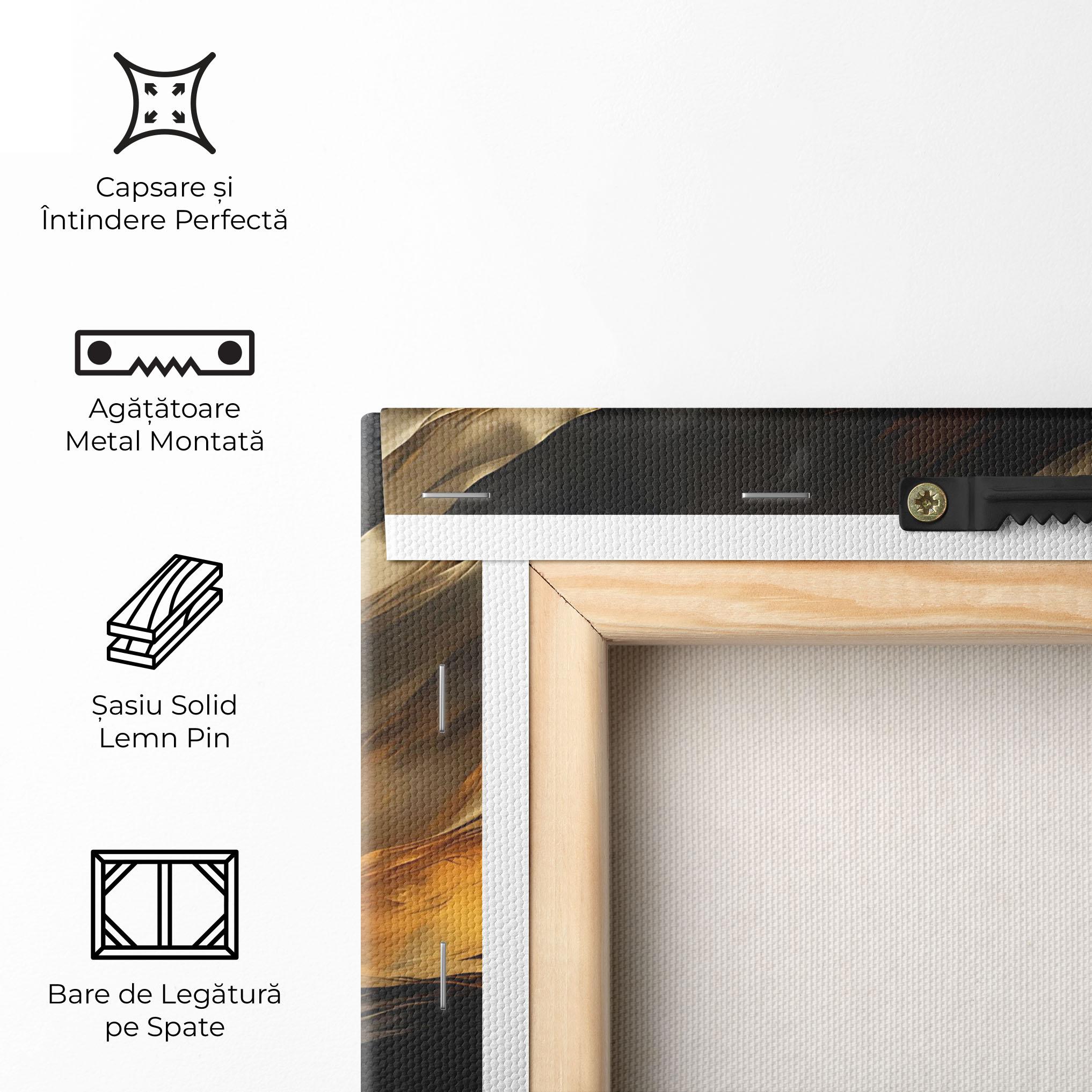 Tablou Canvas Golden Waves With Black mockup 5