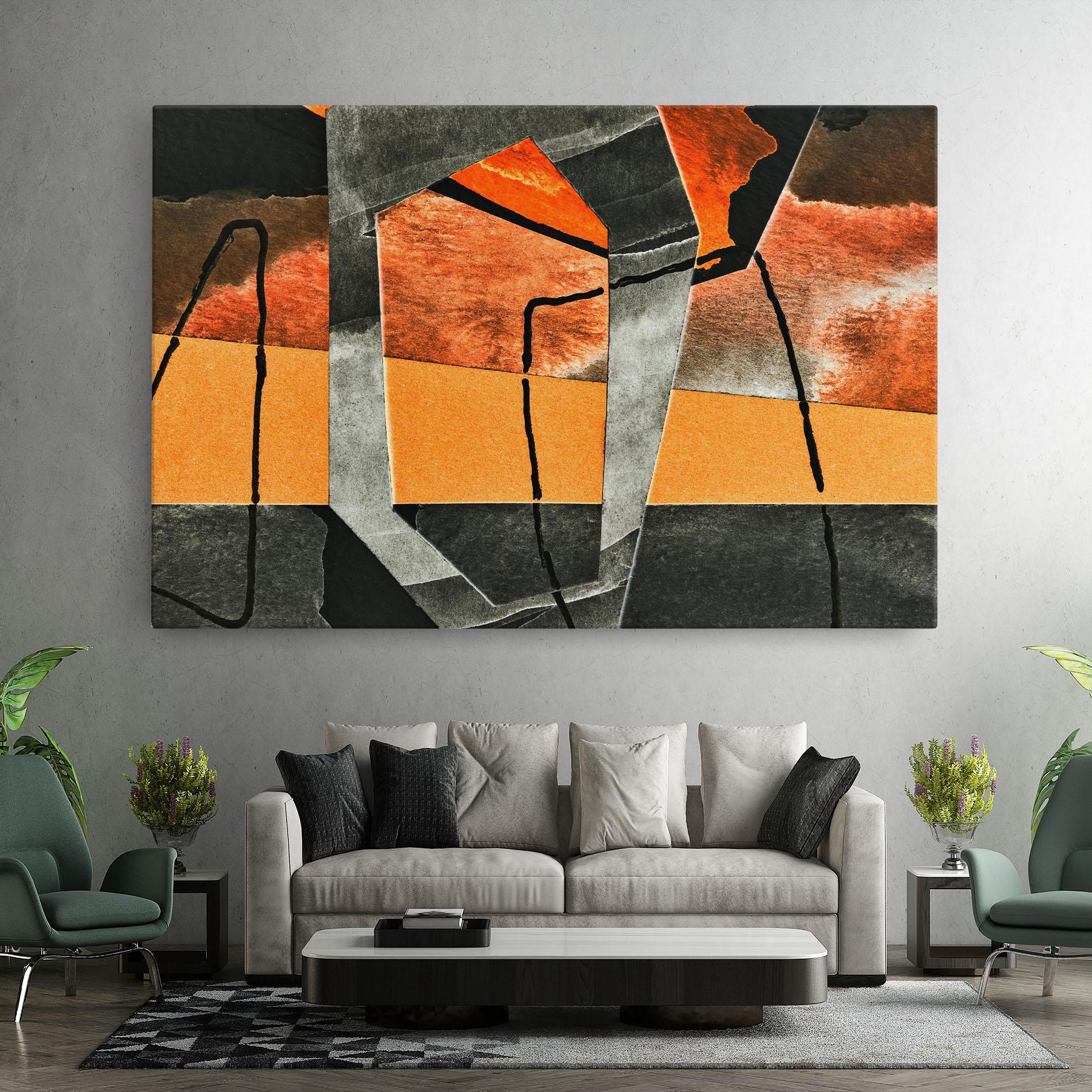 Tablou Canvas Abstract Grey Orange mockup 7