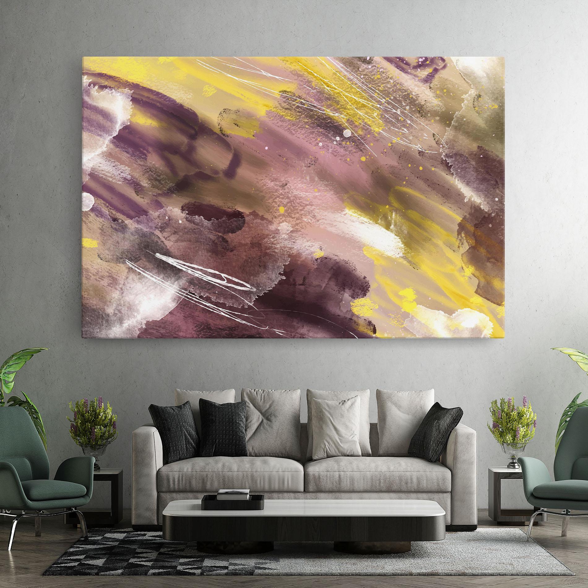 Tablou Canvas Abstract Purple Yellow Art mockup 7