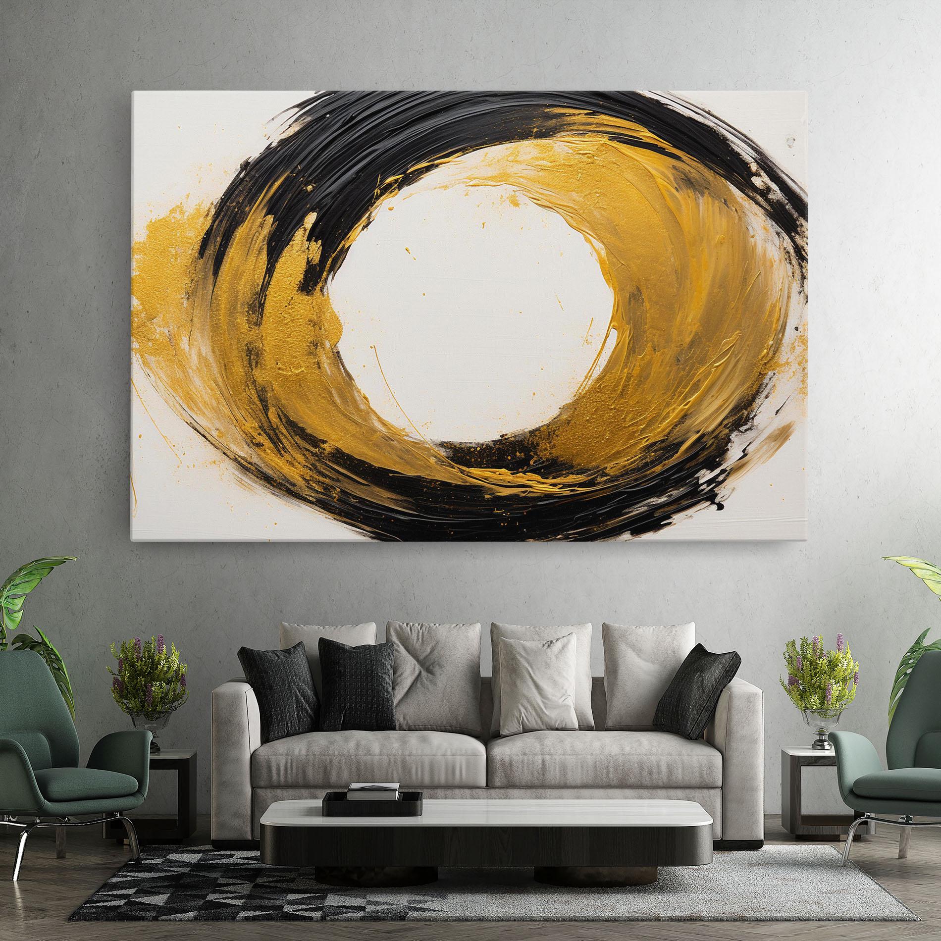 Tablou Canvas Circle From Gold And Black mockup 7