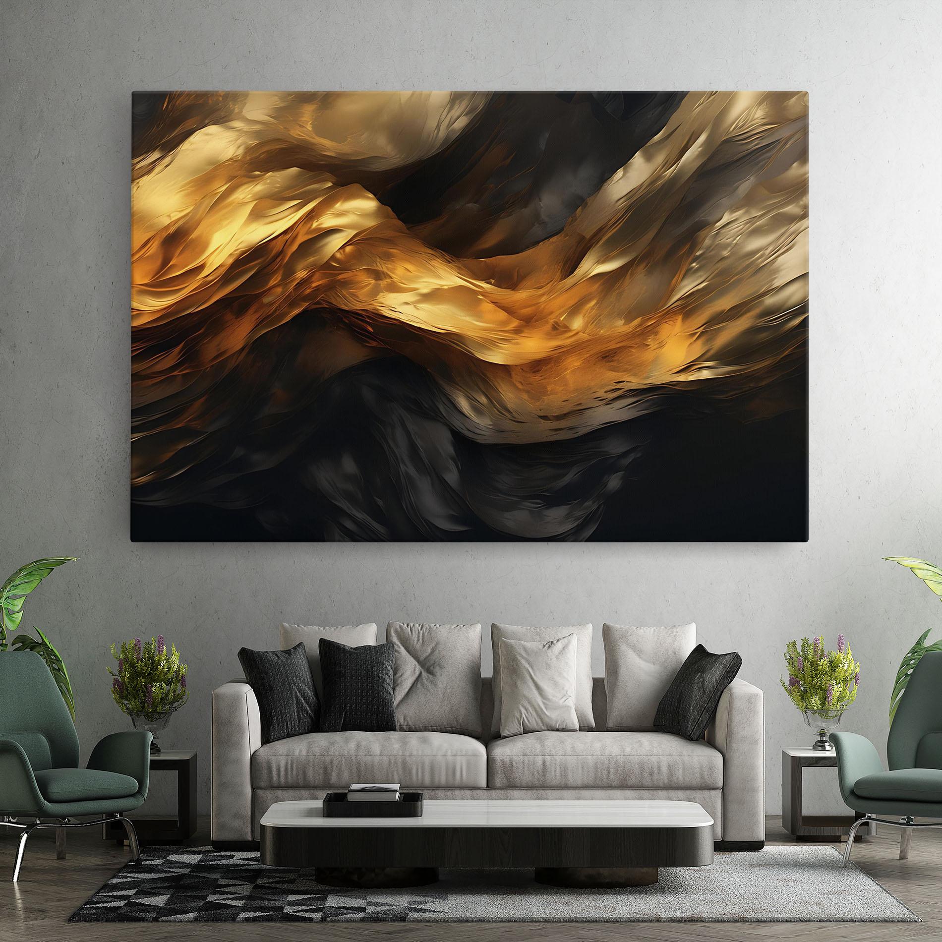 Tablou Canvas Golden Waves With Black mockup 7