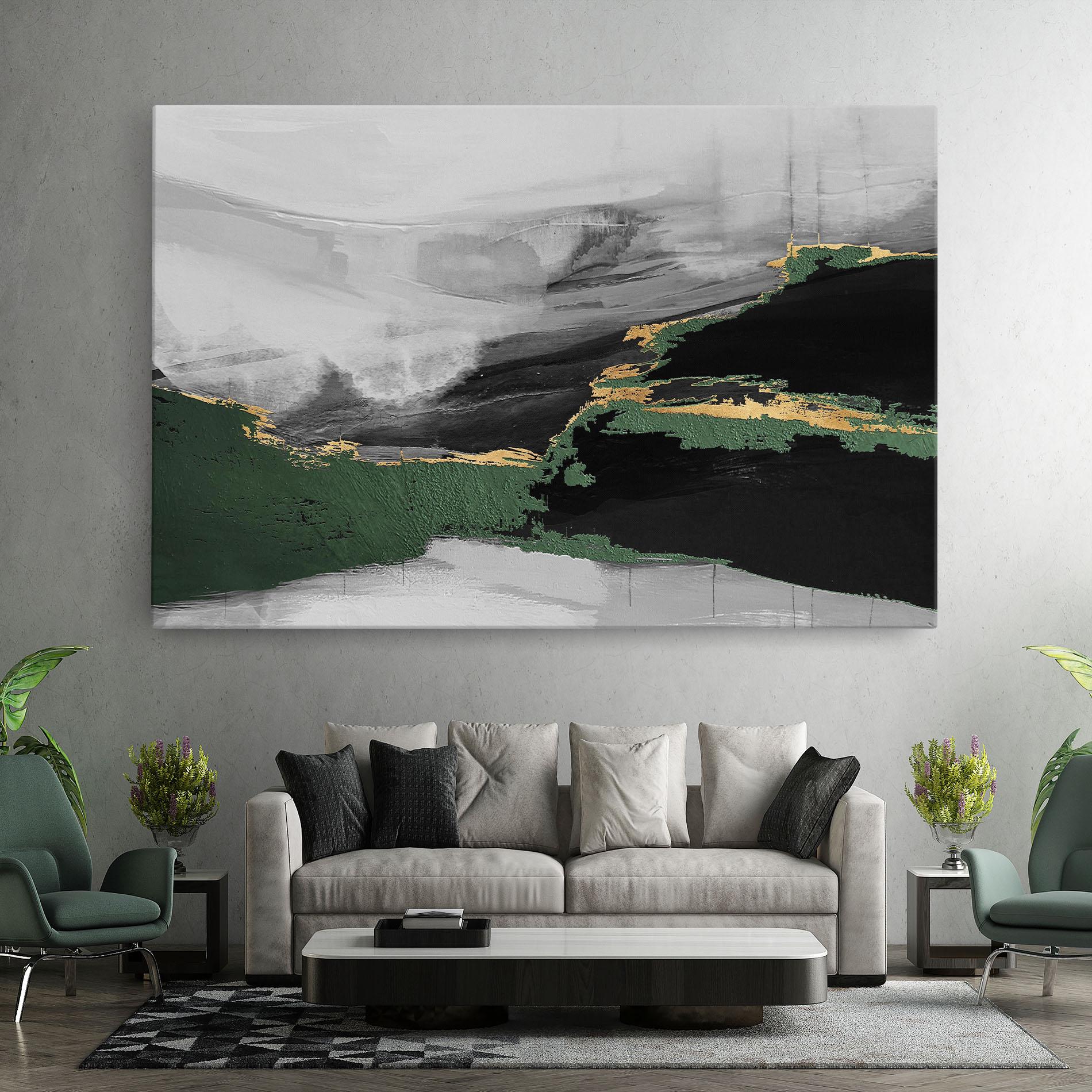 Tablou Canvas Grey With Green Painting mockup 7