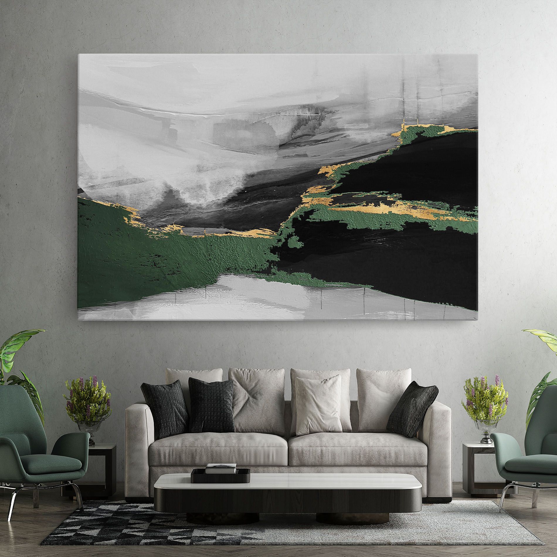 Grey With Green Painting mockup 7