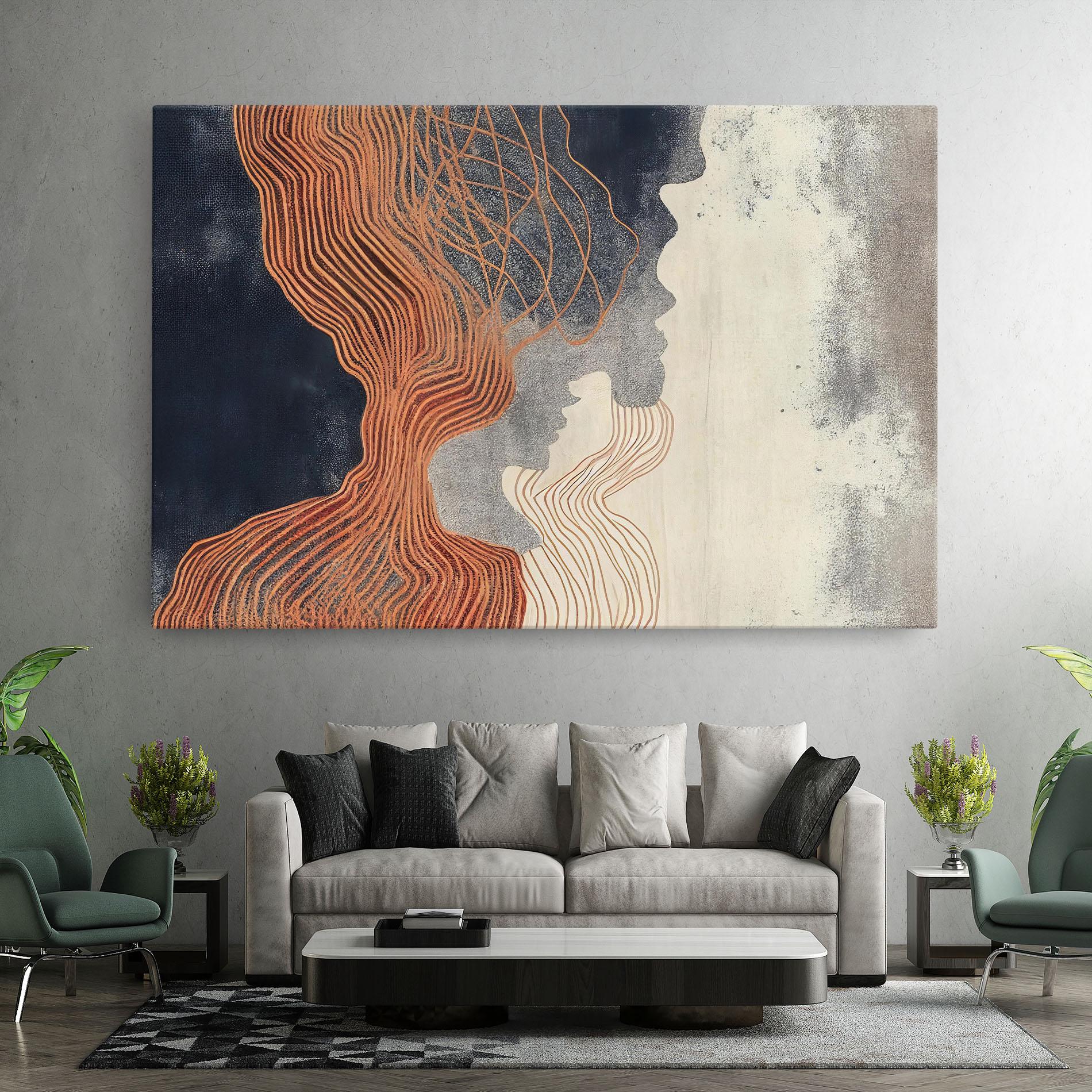 Tablou Canvas Orange Lines On Blue mockup 7