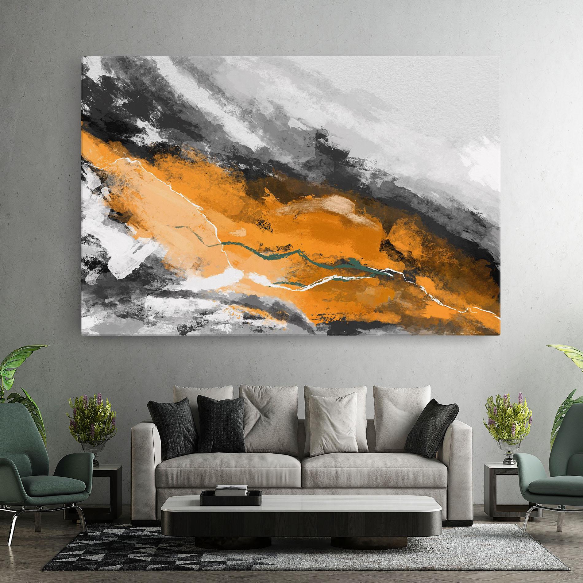 Tablou Canvas Orange Painting River mockup 7